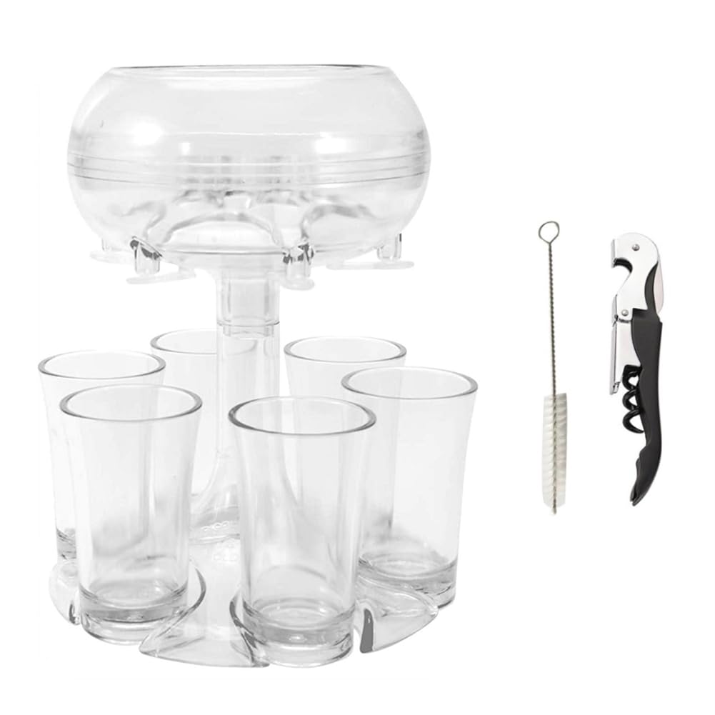 GIWFBQTR Glasspender und -Halter für 6 Becher, Becherspender zum Abfüllen Von Flüssigkeiten, Mehrfachspender für 6 Becher, für Barbecher von GIWFBQTR