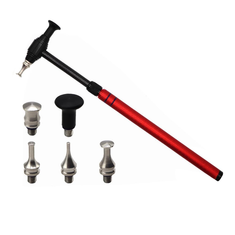 GIWFBQTR Hammer Zur Dellenreparatur im Auto, Kratzhammer, Kein Kratzer, Reparaturwerkzeug, Nivellierhammer, Skalierbar, Rot und Schwarz von GIWFBQTR