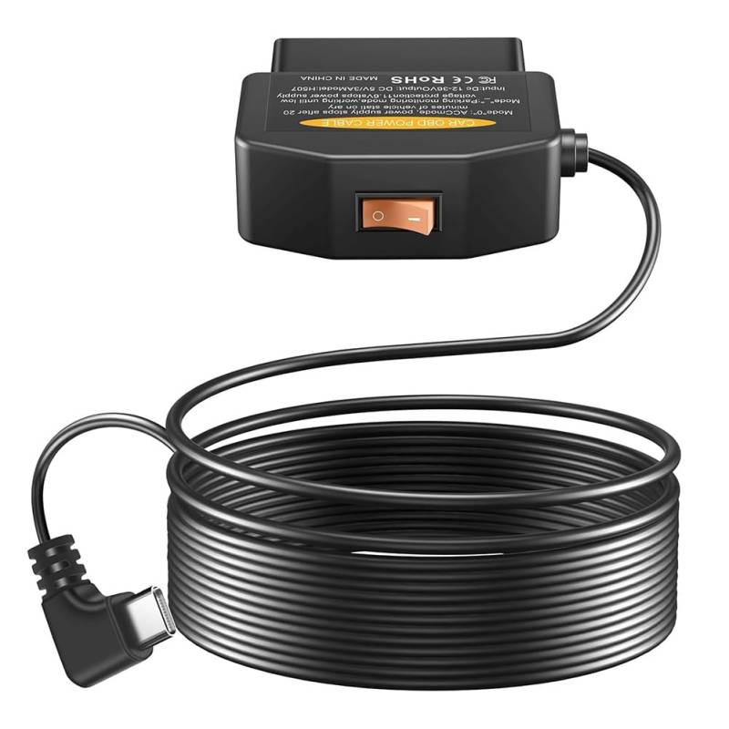 GIWFBQTR OBD2-OBD-Stromkabel für Armaturenbrettkamera, OBD auf Typ-C USB-OBDII-Adapter, Verdrahtetes Ladekabel, 12-36 V auf 5 V/3 A von GIWFBQTR