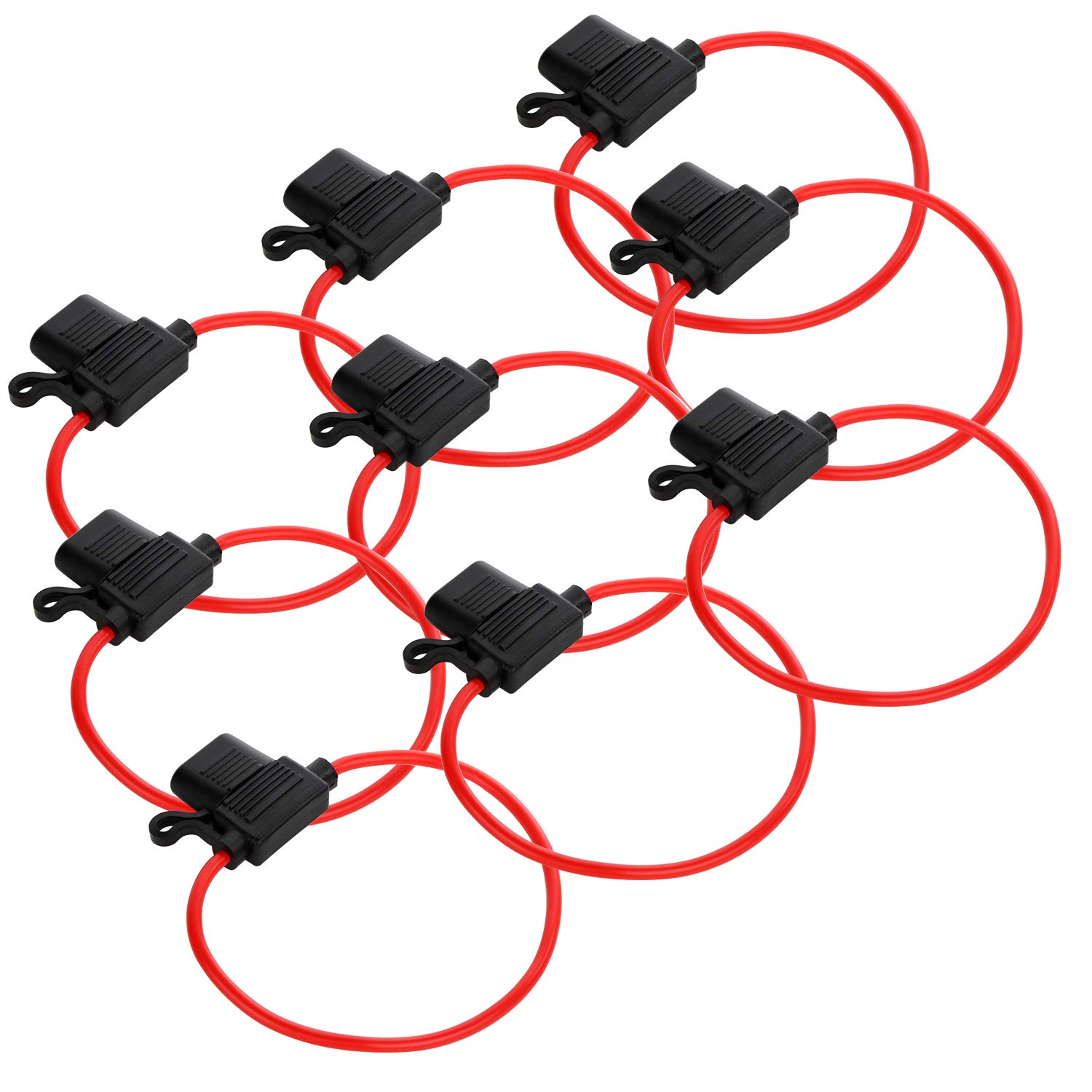 GIZGA 9pcs Auto Sicherungshalter wasserdichte Flachsicherung Halter Inline Blade Fuse Holder mit vergossenem Gehäuse M Größe von GIZGA