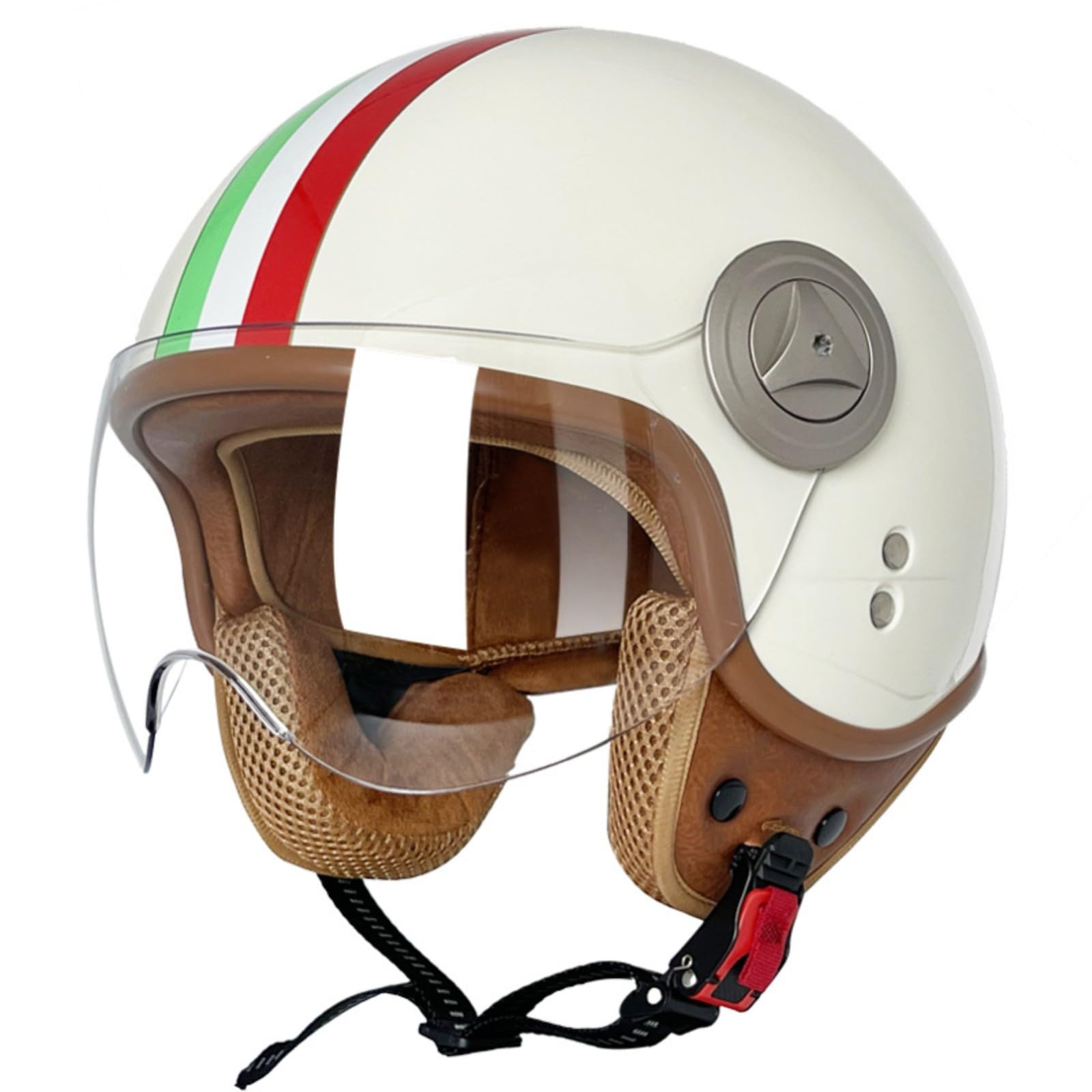 3/4 Motorradhelm Jethelm Motorrad Halbhelm Mit Visier Retro Vintage Style Vespa Jethelm Für Herren Damen Sturzhelm ECE Geprüft 10,XL=61-62CM von GJCKOPIUFA