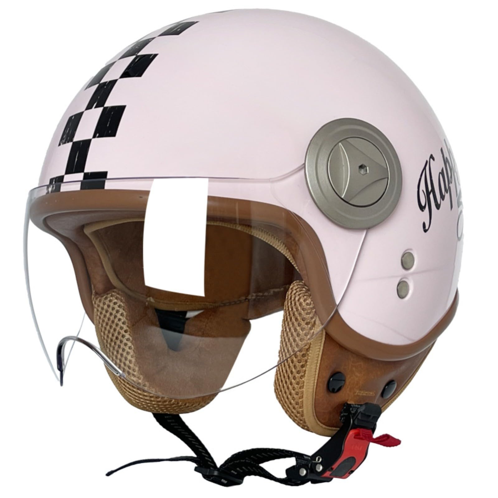 3/4 Motorradhelm Jethelm Motorrad Halbhelm Mit Visier Retro Vintage Style Vespa Jethelm Für Herren Damen Sturzhelm ECE Geprüft 8,M=57-58CM von GJCKOPIUFA