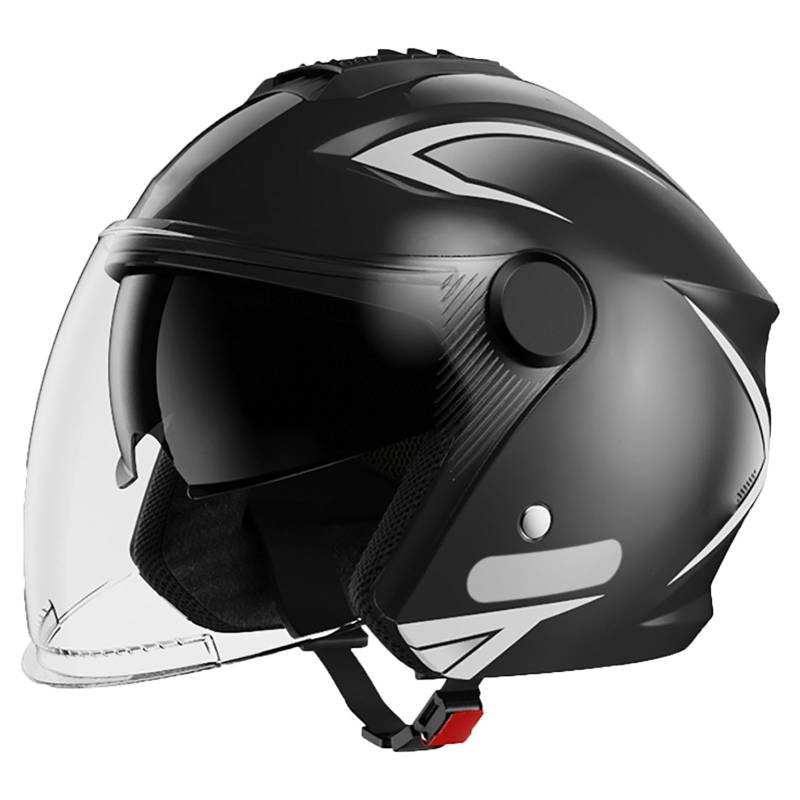 DOT/ECE-Geprüfter 3/4-Motorradhelm Mit Doppelvisier, Stilvoller Vintage-Motorrad-Halbgesichtshelm Für Männer Und Frauen Für Motorräder Und Roller A,54-62cm von GJCKOPIUFA