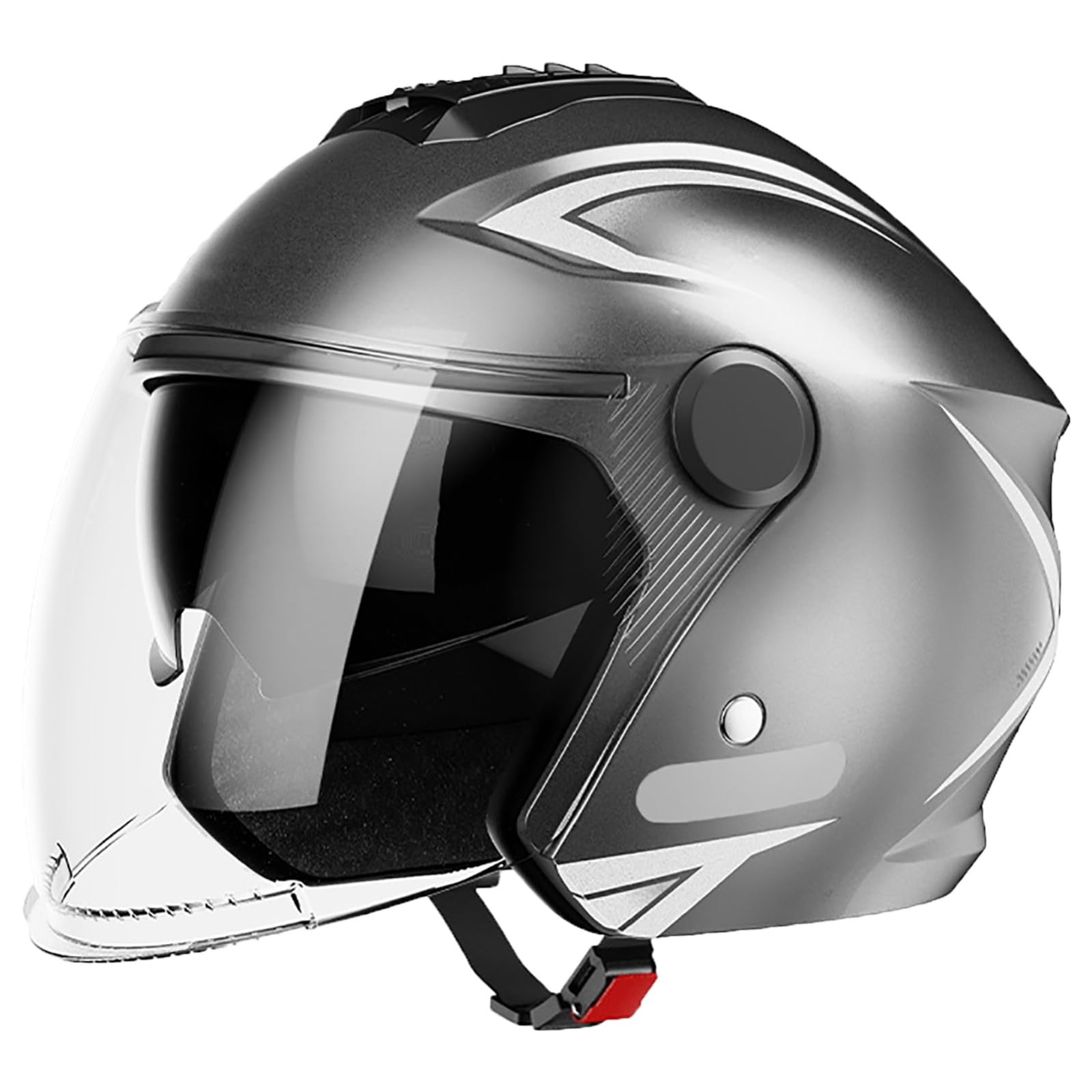 DOT/ECE-Geprüfter 3/4-Motorradhelm Mit Doppelvisier, Stilvoller Vintage-Motorrad-Halbgesichtshelm Für Männer Und Frauen Für Motorräder Und Roller E,54-62cm von GJCKOPIUFA