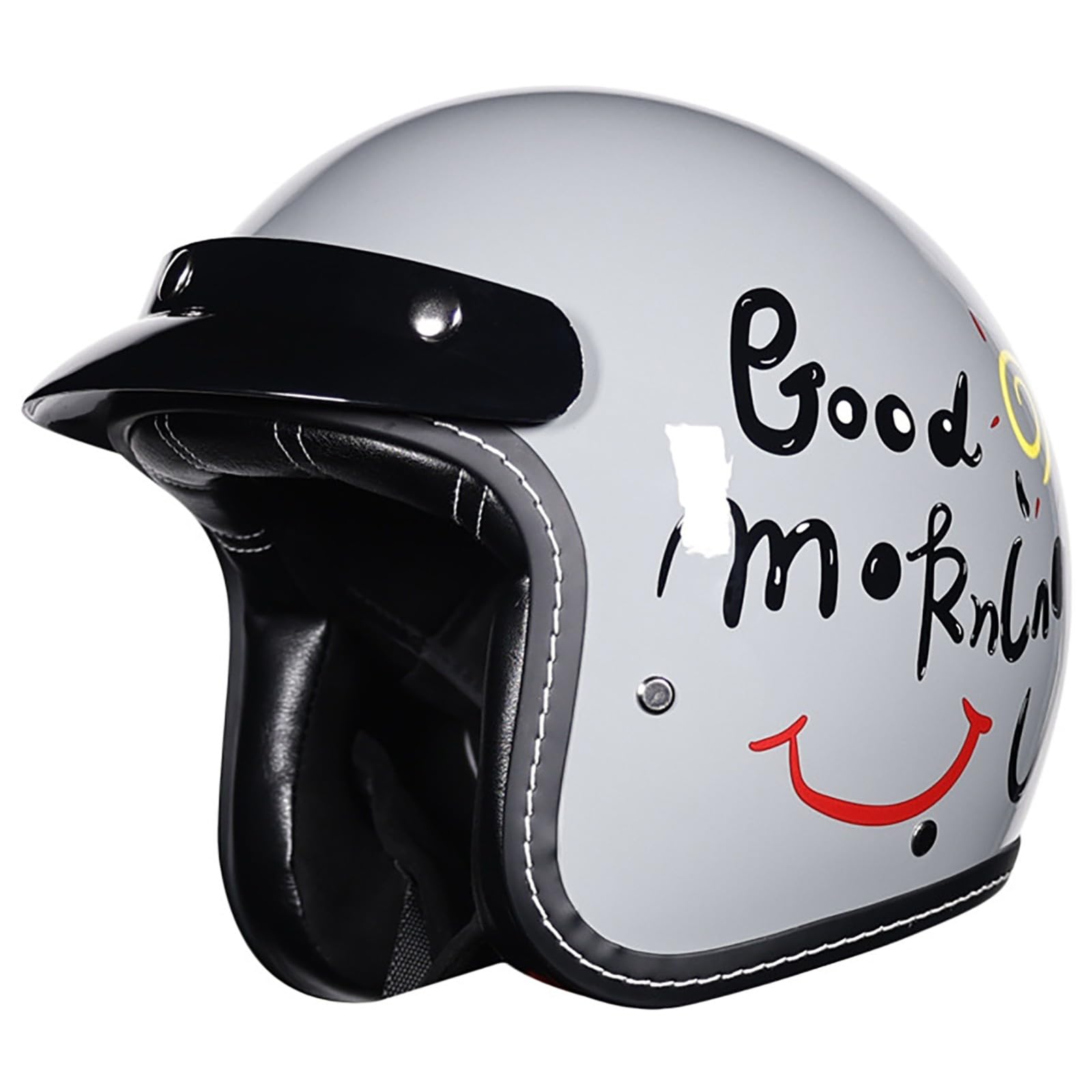 DOT/ECE-Zertifizierter 3/4-Retro-Halbhelm, Offener Motorradhelm Mit Abnehmbarer Krempe Und Kinnriemen Mit Schnellverschluss, Offroad-Motorradhelm Für Erwachsene Männer Und Frauen B,XL/{57~58cm} von GJCKOPIUFA