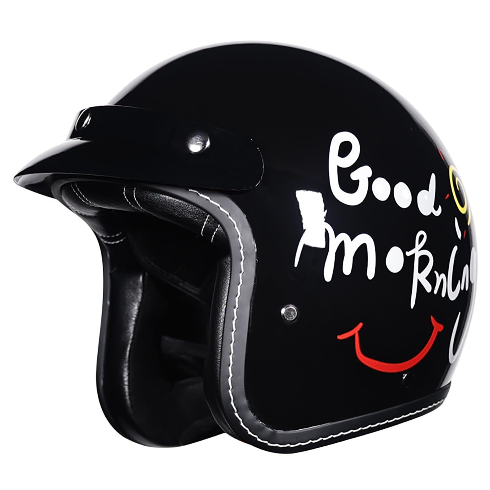 DOT/ECE-Zertifizierter 3/4-Retro-Halbhelm, Offener Motorradhelm Mit Abnehmbarer Krempe Und Kinnriemen Mit Schnellverschluss, Offroad-Motorradhelm Für Erwachsene Männer Und Frauen C,L/{55~56cm} von GJCKOPIUFA