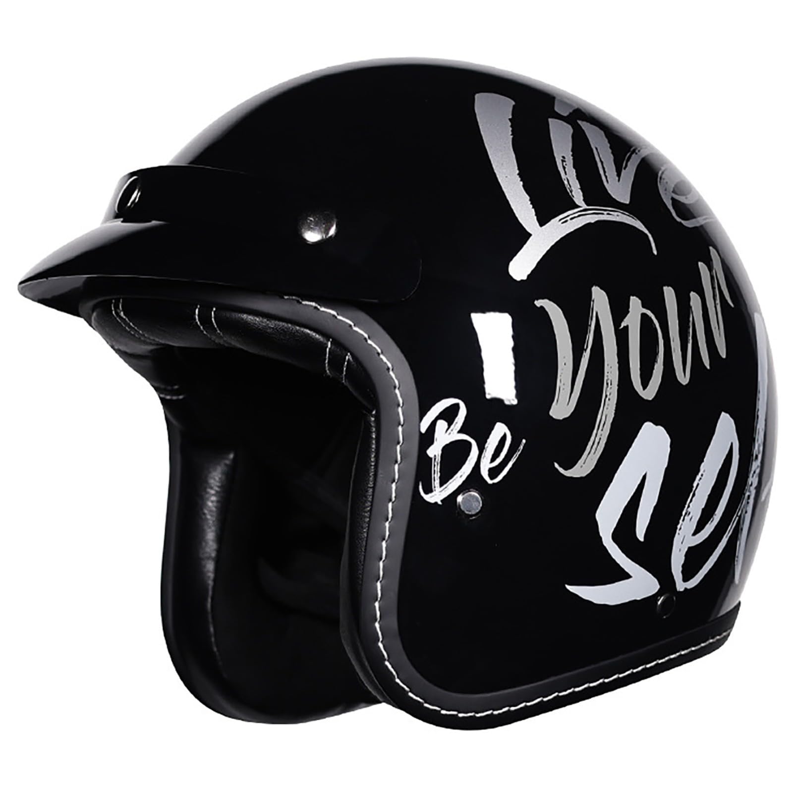 DOT/ECE-Zertifizierter 3/4-Retro-Halbhelm, Offener Motorradhelm Mit Abnehmbarer Krempe Und Kinnriemen Mit Schnellverschluss, Offroad-Motorradhelm Für Erwachsene Männer Und Frauen E,L/{55~56cm} von GJCKOPIUFA