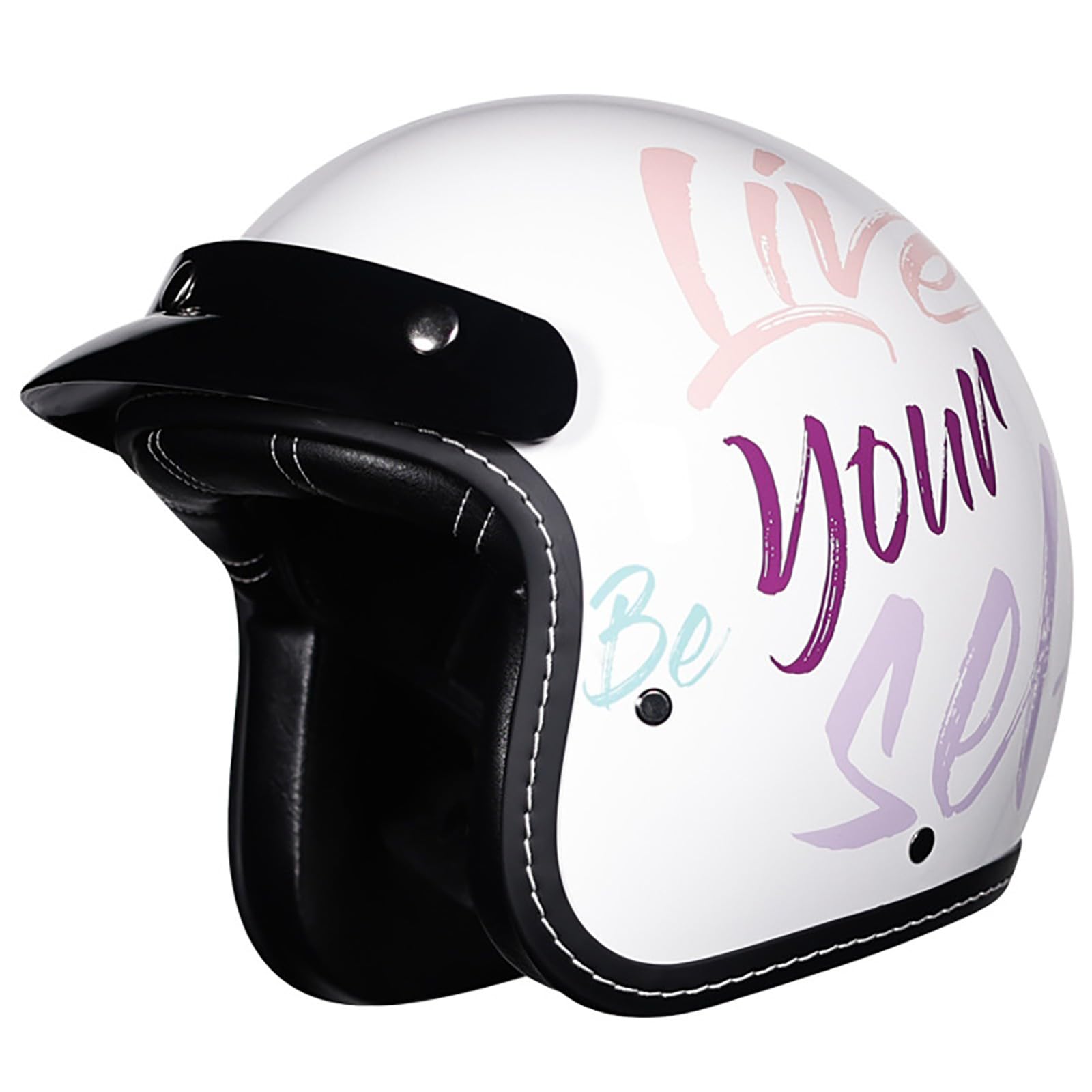 DOT/ECE-Zertifizierter 3/4-Retro-Halbhelm, Offener Motorradhelm Mit Abnehmbarer Krempe Und Kinnriemen Mit Schnellverschluss, Offroad-Motorradhelm Für Erwachsene Männer Und Frauen F,L/{55~56cm} von GJCKOPIUFA