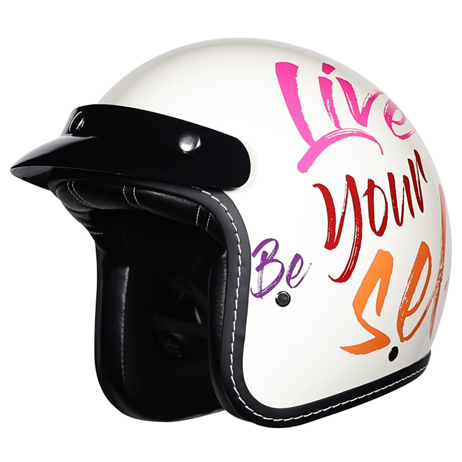 DOT/ECE-Zertifizierter 3/4-Retro-Halbhelm, Offener Motorradhelm Mit Abnehmbarer Krempe Und Kinnriemen Mit Schnellverschluss, Offroad-Motorradhelm Für Erwachsene Männer Und Frauen G,L/{55~56cm} von GJCKOPIUFA