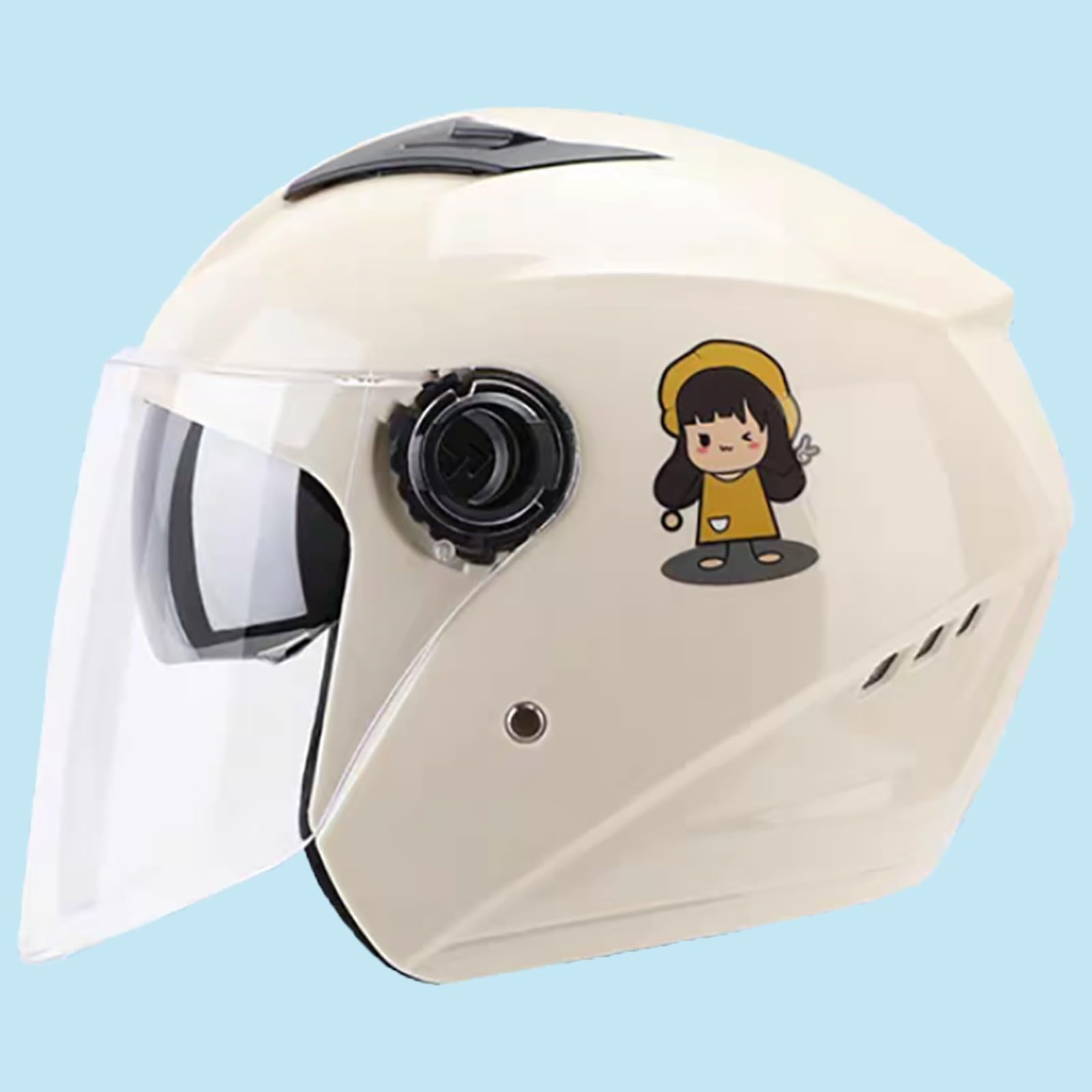 DOT/ECE-Zertifizierter Offener Motorradhelm, Retro-3/4-Motorradhelm Mit Doppelvisier, Universell Für Alle Jahreszeiten, Geeignet Für Männer Und Frauen, Motorrad-Halbhelm A,54-60cm von GJCKOPIUFA