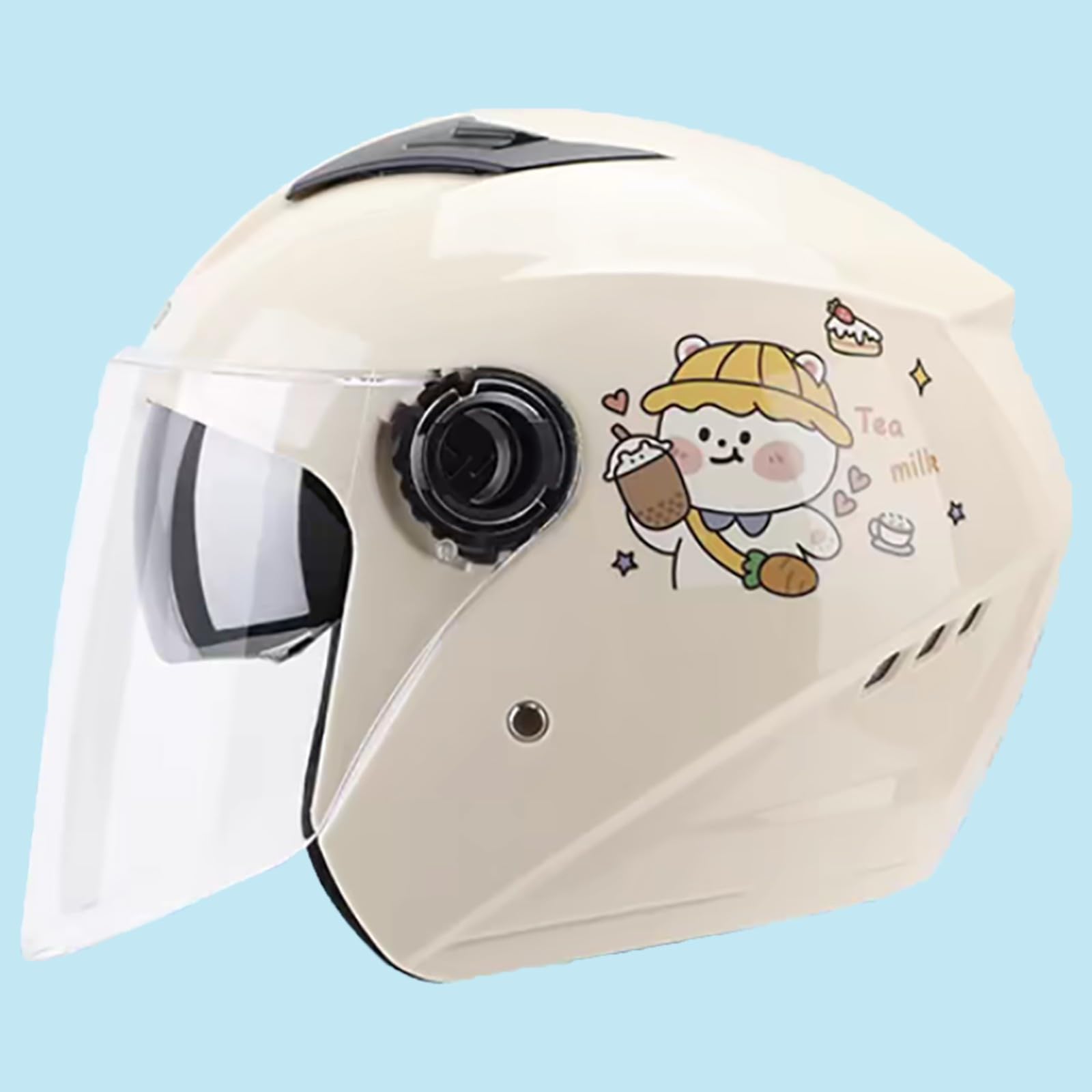 DOT/ECE-Zertifizierter Offener Motorradhelm, Retro-3/4-Motorradhelm Mit Doppelvisier, Universell Für Alle Jahreszeiten, Geeignet Für Männer Und Frauen, Motorrad-Halbhelm E,54-60cm von GJCKOPIUFA