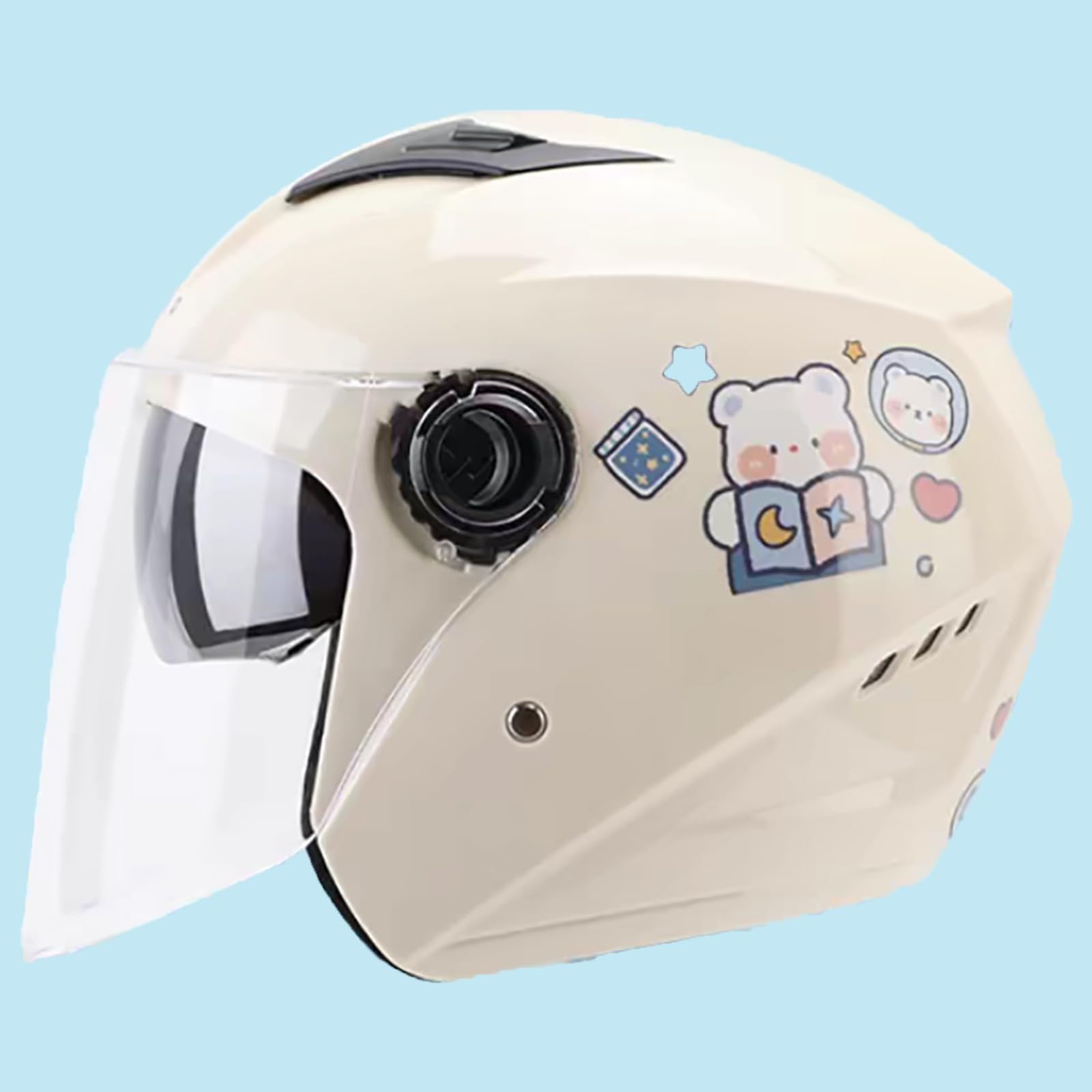 DOT/ECE-Zertifizierter Offener Motorradhelm, Retro-3/4-Motorradhelm Mit Doppelvisier, Universell Für Alle Jahreszeiten, Geeignet Für Männer Und Frauen, Motorrad-Halbhelm I,54-60cm von GJCKOPIUFA