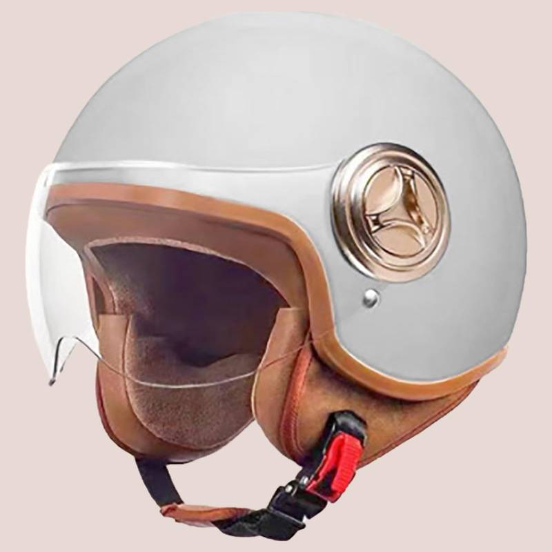 DOT/ECE-Zertifizierter Retro-3/4-Motorradhelm, Offener Motorradhelm Mit Sonnenblende, Hochwertiger Motorrad-Halbhelm Für Erwachsene Männer Und Frauen E,54-61cm von GJCKOPIUFA