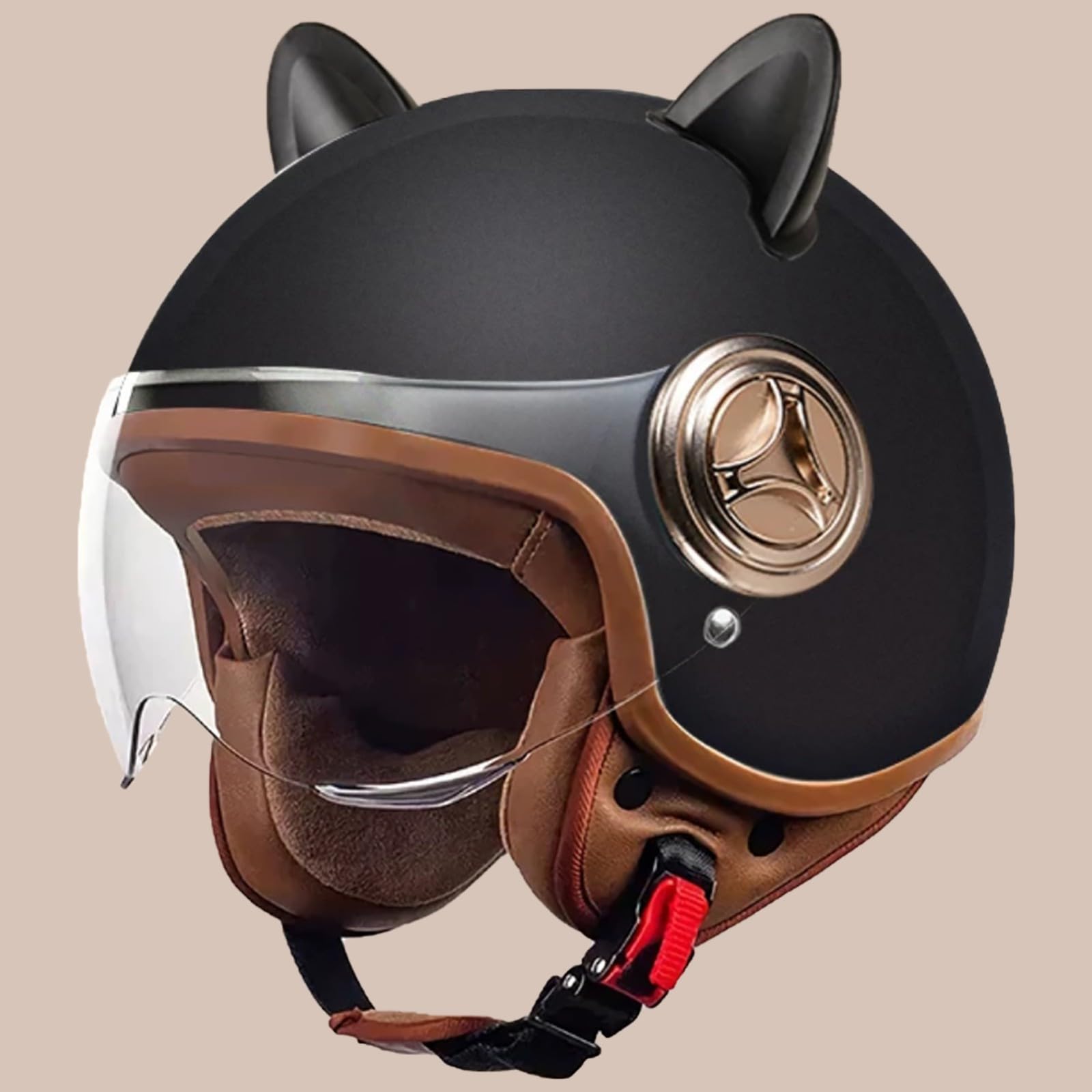 Hochwertiger Trendiger Motorradhelm, DOT/ECE-Zertifizierter Retro-Halbhelm Mit Sonnenblende, Offener Motorradhelm Für Erwachsene Männer Und Frauen F,54-61cm von GJCKOPIUFA