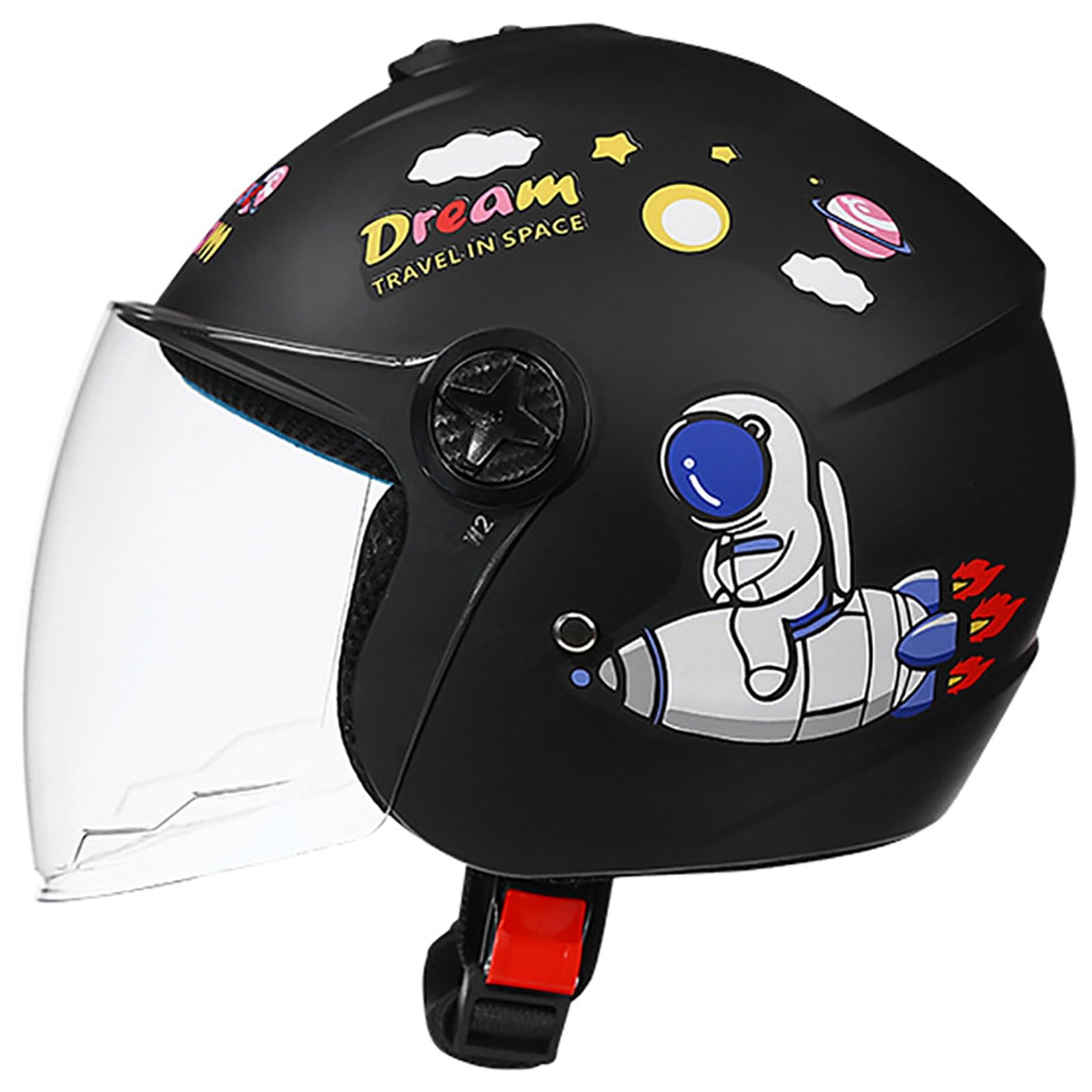 Kinder-Motorradhelm, DOT/ECE-Zertifizierter Offener Motorradhelm Mit Visier Und Kinnriemen Mit Schnellverschluss, Entworfen Für Kinder Im Alter Von 4–12 Jahren D,50-56cm von GJCKOPIUFA