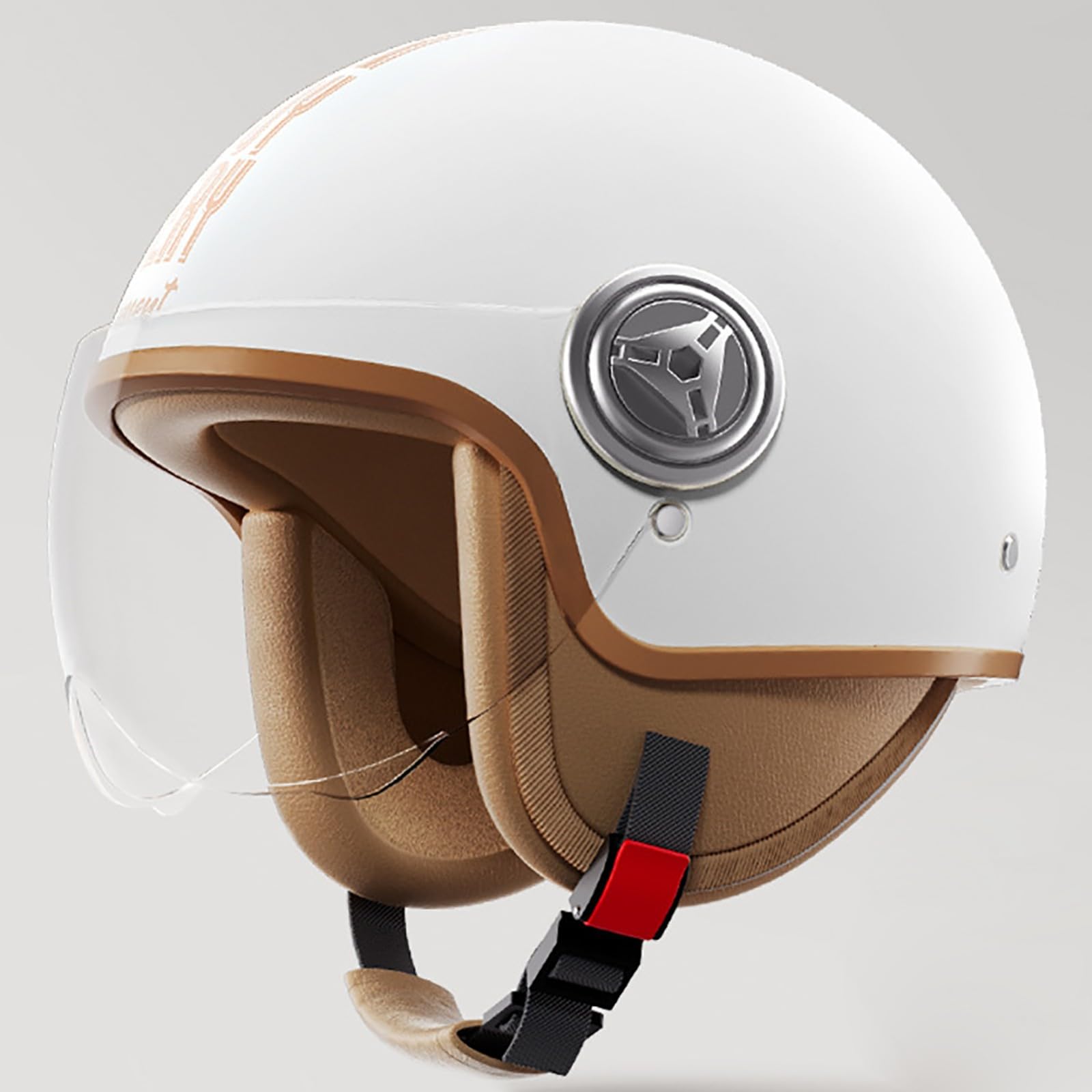 Leichter Motorradhelm, Retro 3/4 Motorradhelm Mit Sonnenblende, Geeignet Für Motorrad-Halbhelme Für Erwachsene Männer Und Frauen, DOT/ECE-Zertifiziert E,54-61cm von GJCKOPIUFA