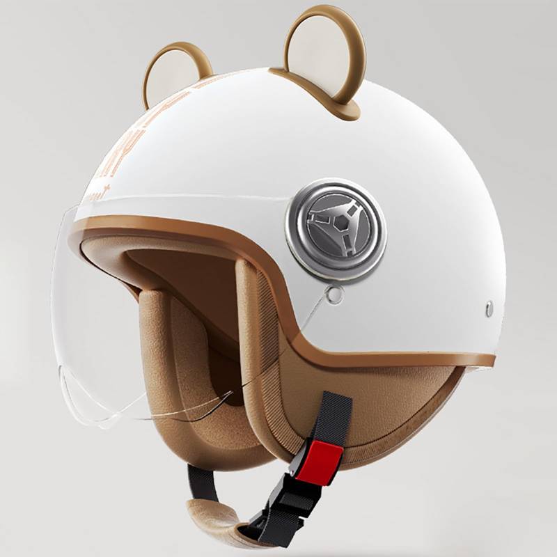 Leichter Motorradhelm, Retro 3/4 Motorradhelm Mit Sonnenblende, Geeignet Für Motorrad-Halbhelme Für Erwachsene Männer Und Frauen, DOT/ECE-Zertifiziert F,54-61cm von GJCKOPIUFA