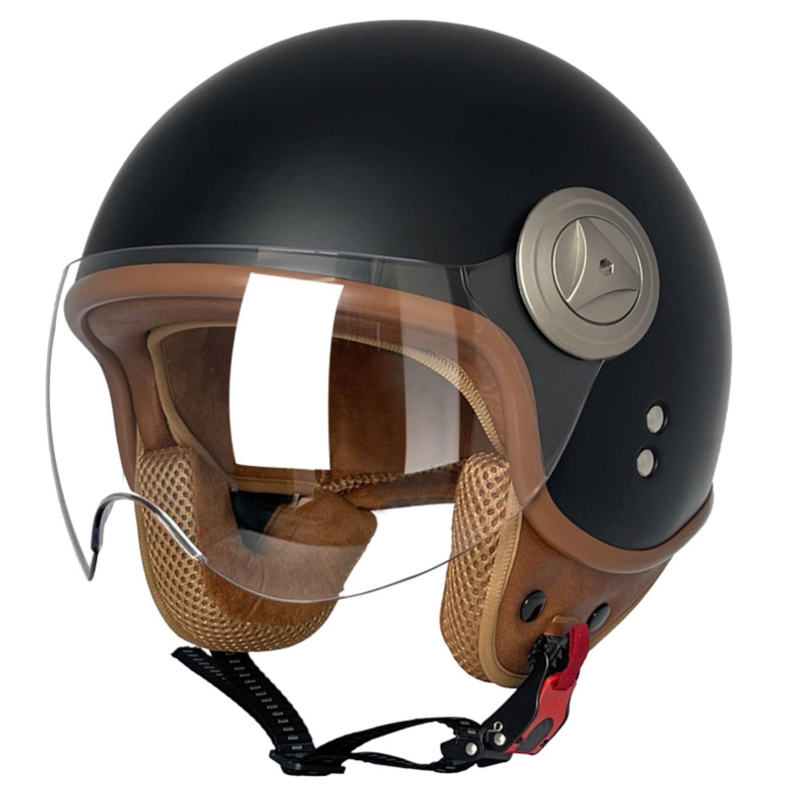 Motorrad-Halbhelm, Vintage-Jethelm, 3/4-Mopedhelm, DOT/ECE-Geprüft, Mit Sonnenblende, Retro-Vintage-Stil, Vespa-Motorradhelm Für Männer Und Frauen 12,M=57-58CM von GJCKOPIUFA