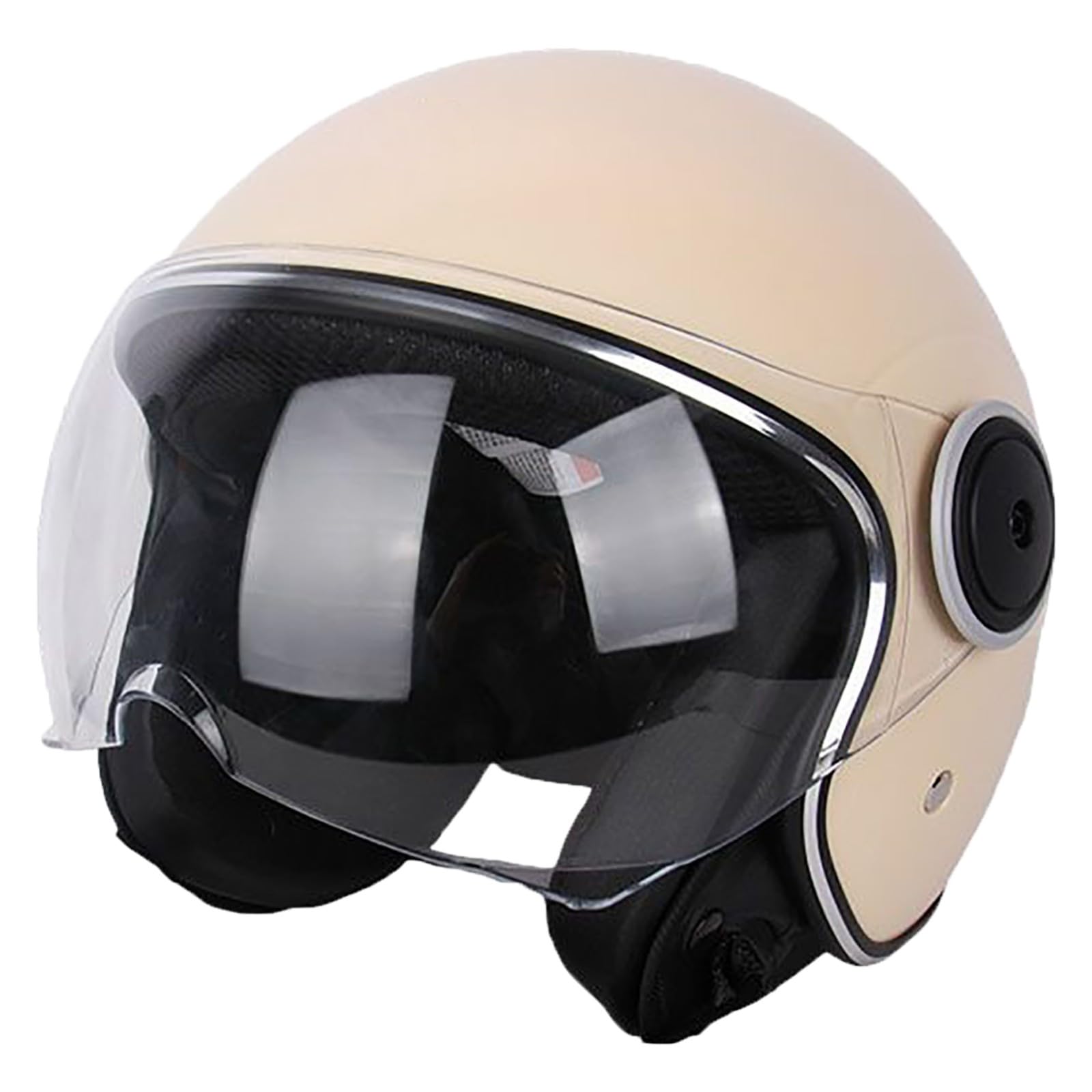 Motorrad-Halbhelm Für Männer Und Frauen, Erwachsene, DOT-Geprüfte Halbhelme Für Fahrradfahrer Mit Sonnenblende, Schnellverschluss, Four Seasons Street Jet Moped-Motorradhelme D,55-62cm von GJCKOPIUFA