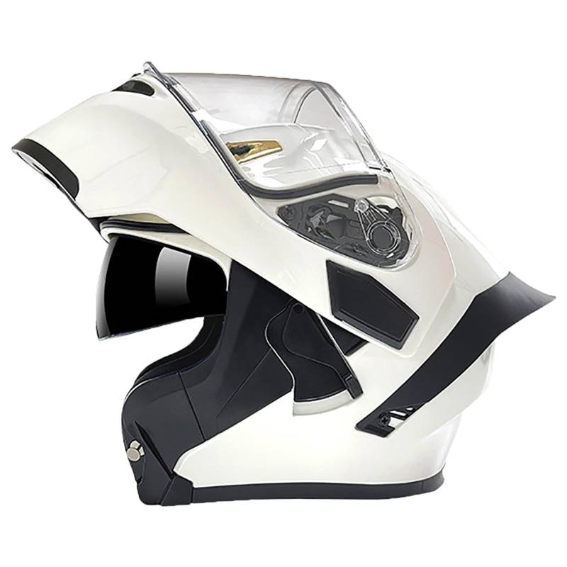 Motorrad-Integralhelm Für Erwachsene, Herren Und Damen, DOT/ECE-Zertifizierter Klapp-Motorradhelm Mit Doppelvisier, Universeller Leichter Motorradhelm Für Alle Jahreszeiten B,L/{59~60cm} von GJCKOPIUFA