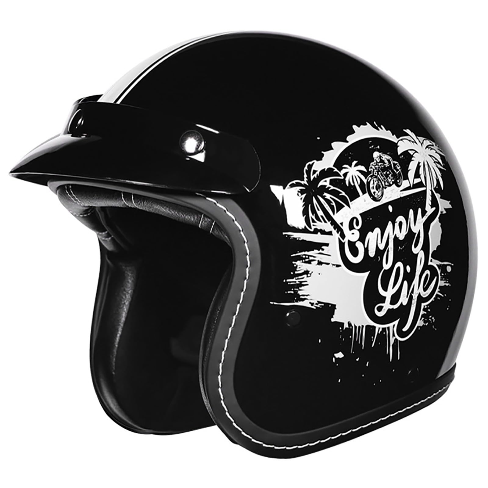 Motorradhelm Für Erwachsene Männer Und Frauen, Retro 3/4 Motorradhelm, DOT/ECE-Zertifizierter Halbhelm Mit Abnehmbarer Krempe, Geeignet Für Roller, Mopeds B,L/{55~56cm} von GJCKOPIUFA