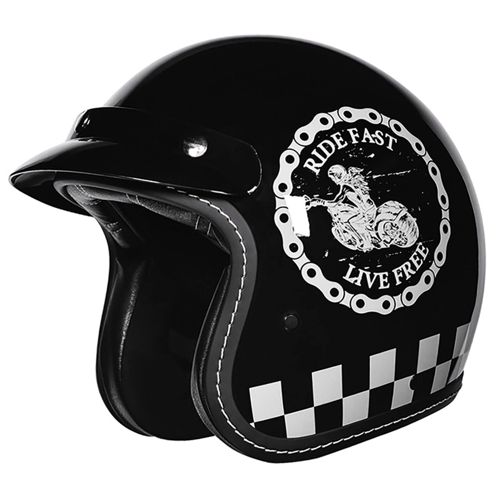 Motorradhelm Für Erwachsene Männer Und Frauen, Retro 3/4 Motorradhelm, DOT/ECE-Zertifizierter Halbhelm Mit Abnehmbarer Krempe, Geeignet Für Roller, Mopeds D,XL/{57~58cm} von GJCKOPIUFA