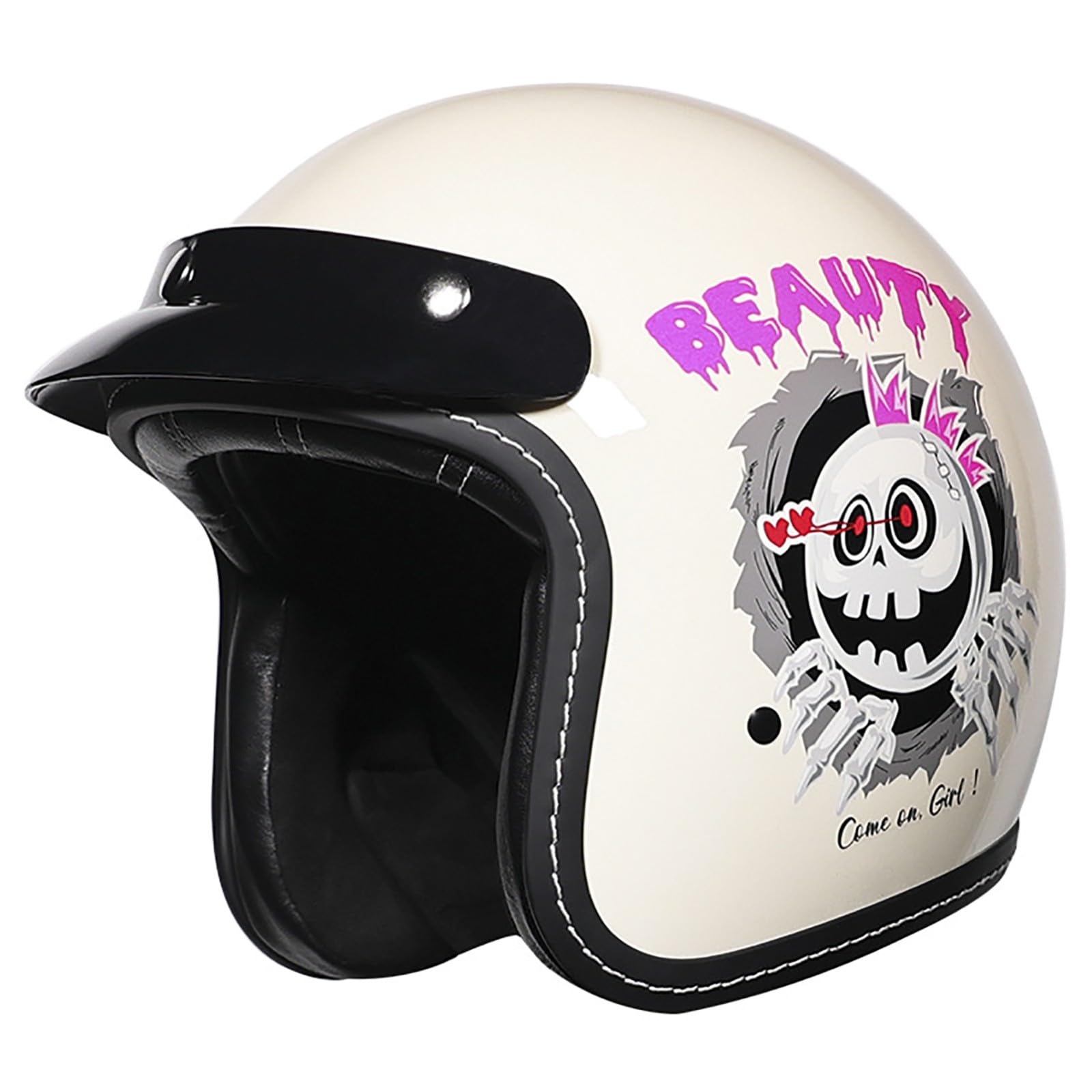 Motorradhelm Für Erwachsene Männer Und Frauen, Retro 3/4 Motorradhelm, DOT/ECE-Zertifizierter Halbhelm Mit Abnehmbarer Krempe, Geeignet Für Roller, Mopeds G,XXL/{59~60cm} von GJCKOPIUFA