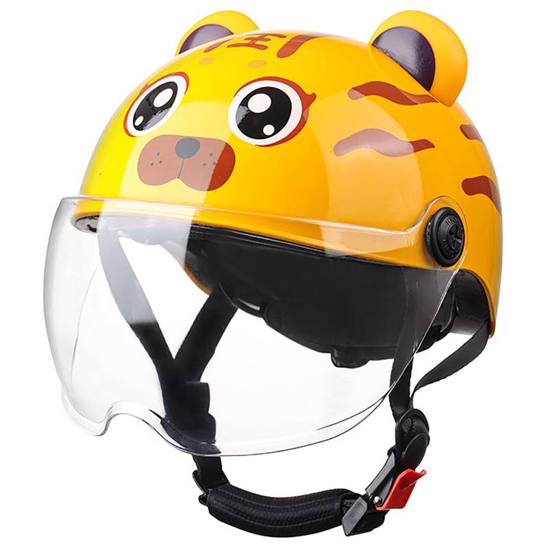 Niedlich Geformter Motorradhelm Für Kinder, DOT/ECE-Zertifizierter Offener Motorradhelm Mit Visier, Geeignet Für Rollerhelme Für Jungen Und Mädchen C,50-56cm von GJCKOPIUFA