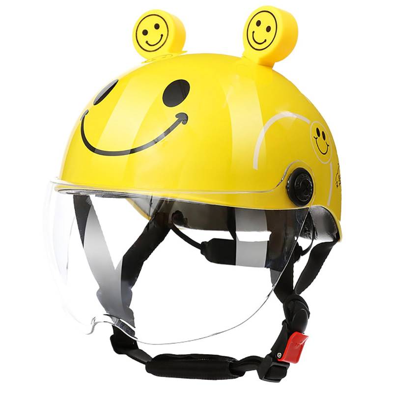 Niedlich Geformter Motorradhelm Für Kinder, DOT/ECE-Zertifizierter Offener Motorradhelm Mit Visier, Geeignet Für Rollerhelme Für Jungen Und Mädchen E,50-56cm von GJCKOPIUFA