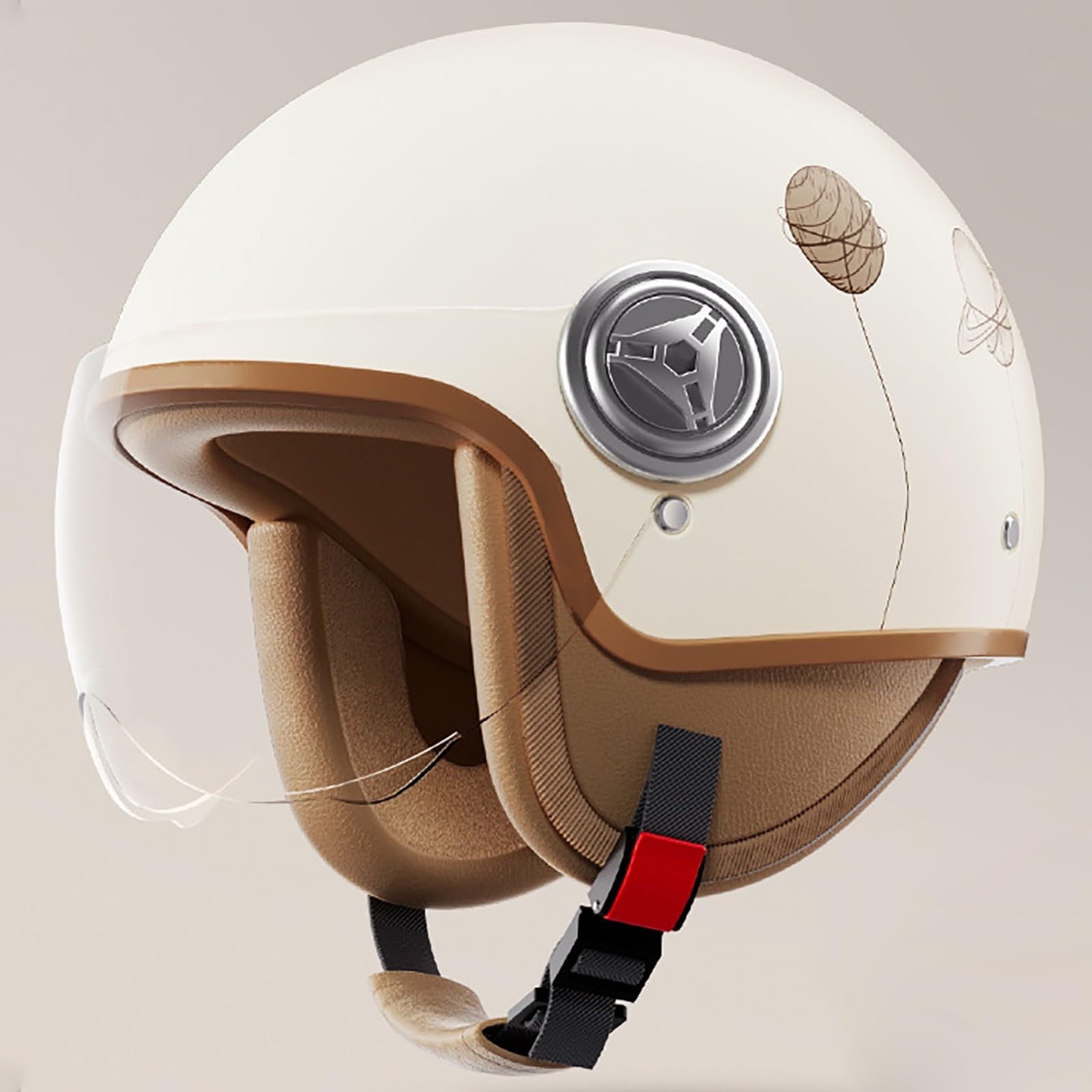 Offener Motorradhelm, Hochwertiger Trendiger 3/4-Motorradhelm, DOT/ECE-Zertifizierter Leichter Motorradhelm Für Männer Und Frauen Mit Sonnenblende G,54-61cm von GJCKOPIUFA