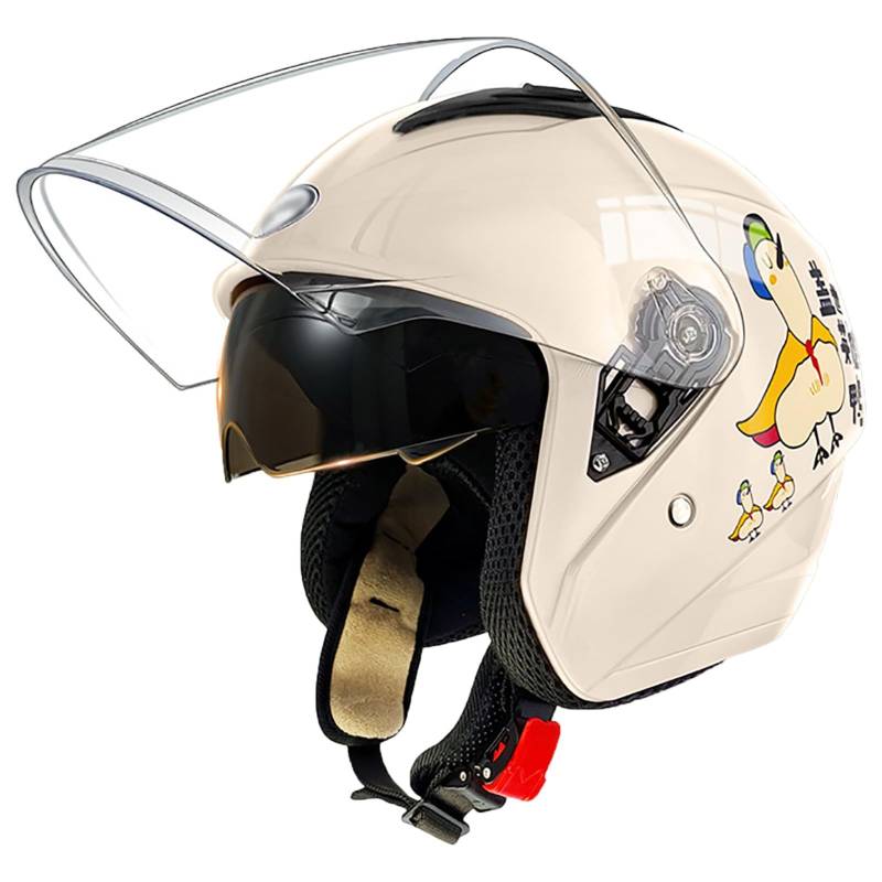 Offener Motorradhelm Für Erwachsene, DOT-Geprüft, 3/4-Retrohelm Für Herren Und Damen Mit Visieren, Halbhelme Für Moped-Cruiser A,58-62cm von GJCKOPIUFA