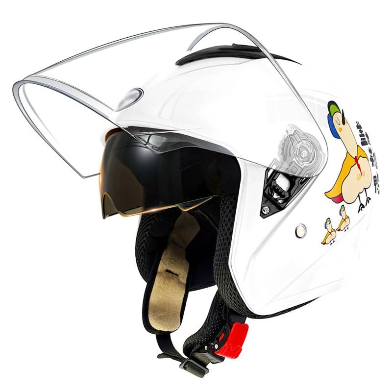 Offener Motorradhelm Für Erwachsene, DOT-Geprüft, 3/4-Retrohelm Für Herren Und Damen Mit Visieren, Halbhelme Für Moped-Cruiser B,58-62cm von GJCKOPIUFA