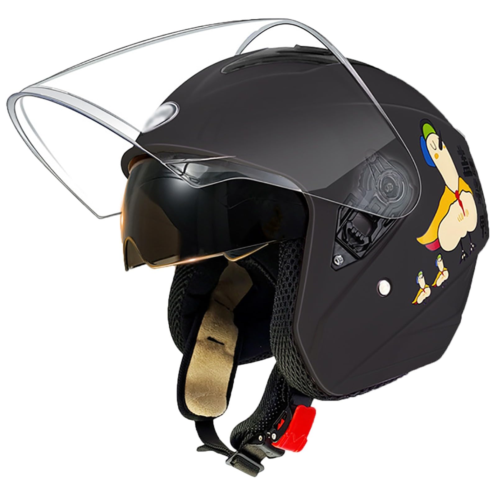 Offener Motorradhelm Für Erwachsene, DOT-Geprüft, 3/4-Retrohelm Für Herren Und Damen Mit Visieren, Halbhelme Für Moped-Cruiser C,58-62cm von GJCKOPIUFA