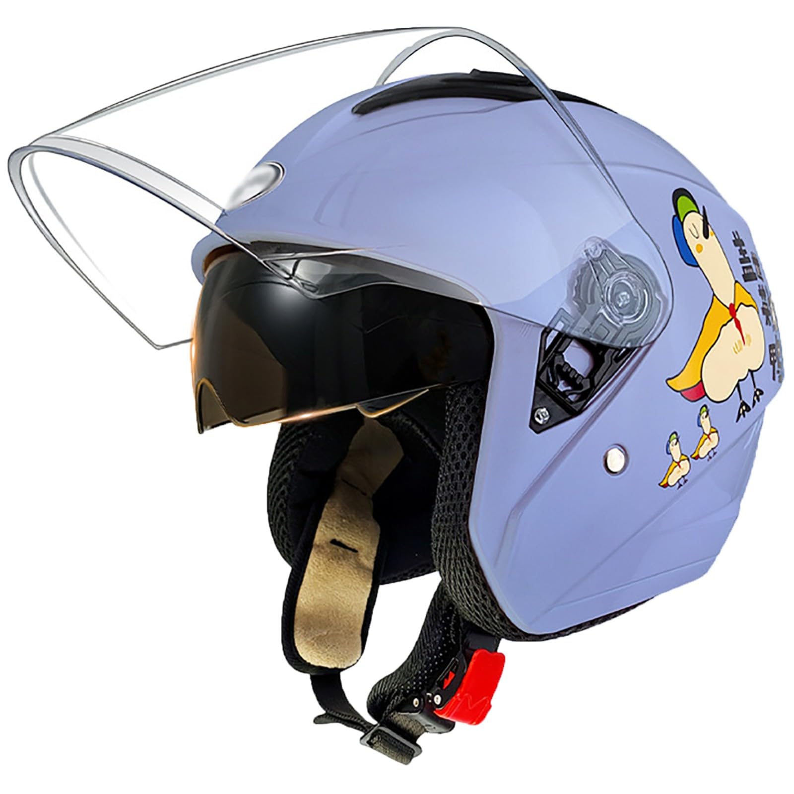 Offener Motorradhelm Für Erwachsene, DOT-Geprüft, 3/4-Retrohelm Für Herren Und Damen Mit Visieren, Halbhelme Für Moped-Cruiser D,58-62cm von GJCKOPIUFA