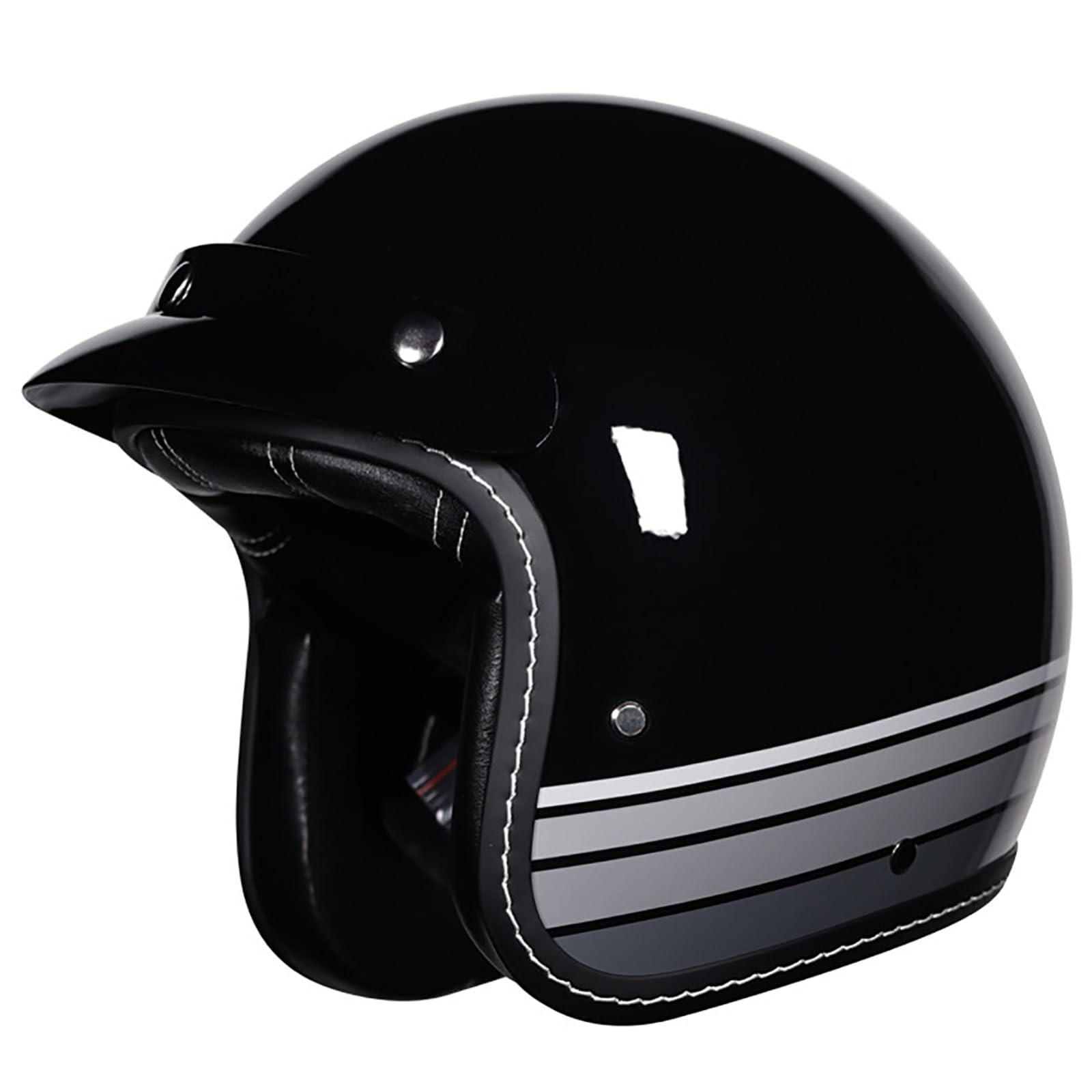 Retro 3/4 Motorradhelm, DOT/ECE-Zertifizierter Offroad-Motorradhelm Mit Abnehmbarer Krempe Und Kinnriemen Mit Schnellverschluss, Geeignet Für Erwachsene Männer Und Frauen E,L/{55~56cm} von GJCKOPIUFA