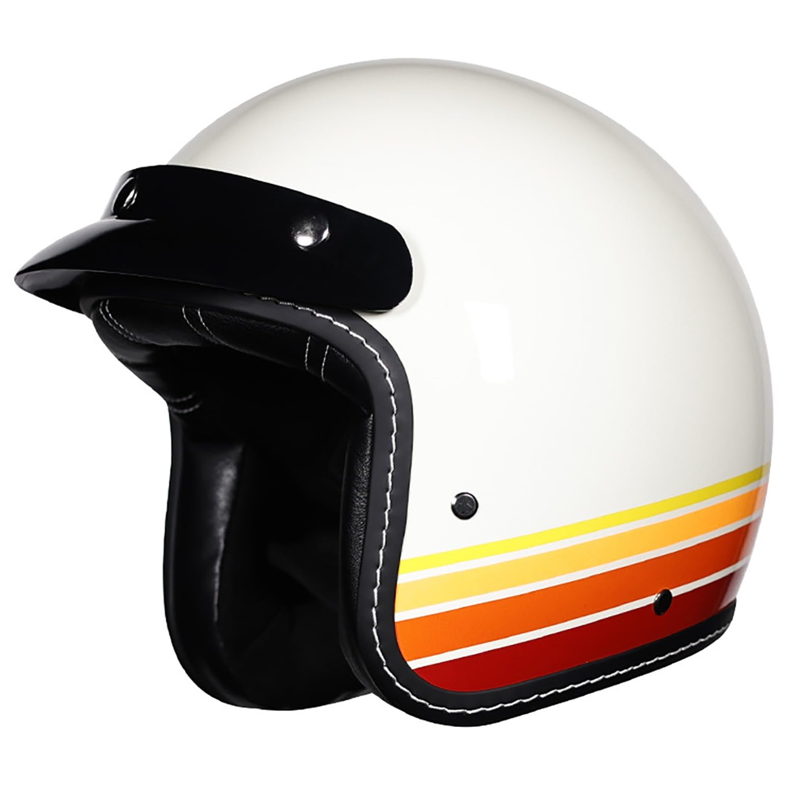 Retro 3/4 Motorradhelm, DOT/ECE-Zertifizierter Offroad-Motorradhelm Mit Abnehmbarer Krempe Und Kinnriemen Mit Schnellverschluss, Geeignet Für Erwachsene Männer Und Frauen F,L/{55~56cm} von GJCKOPIUFA