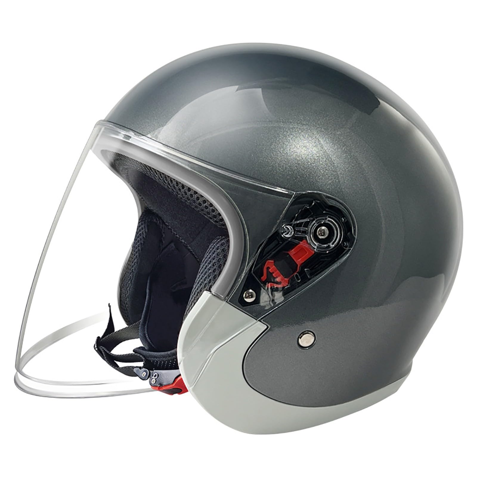 Retro 3/4 Motorradhelm, Offroad-Motorradhelm Mit Visier Und Schnellverschluss-Kinnriemen, Leichter Motorradhelm Für Erwachsene Männer Und Frauen, Offener Motorradhelm C,58-62cm von GJCKOPIUFA