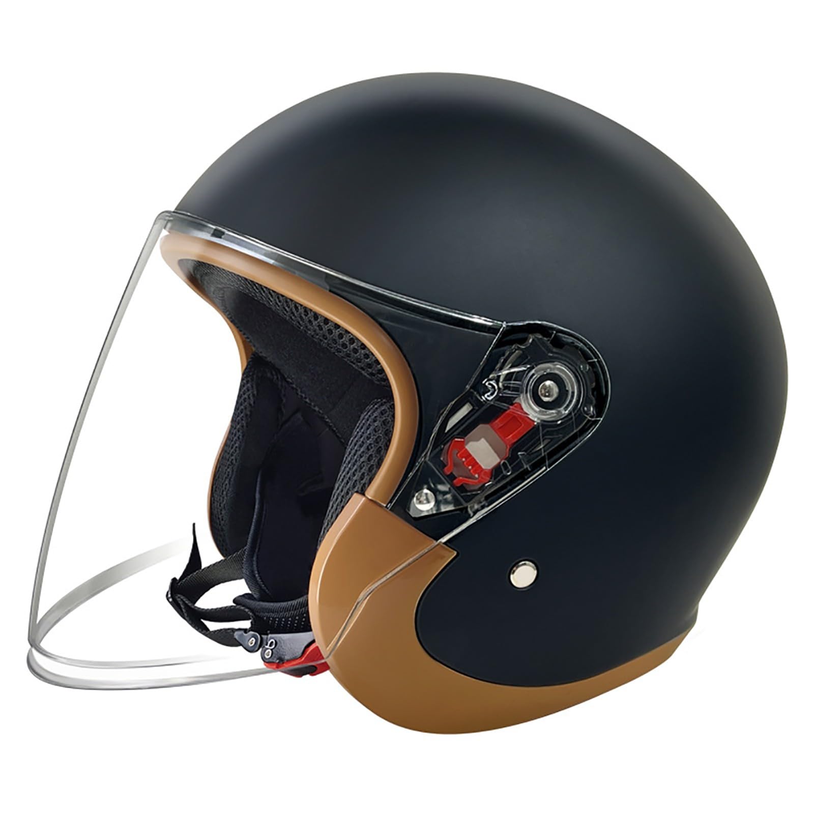 Retro 3/4 Motorradhelm, Offroad-Motorradhelm Mit Visier Und Schnellverschluss-Kinnriemen, Leichter Motorradhelm Für Erwachsene Männer Und Frauen, Offener Motorradhelm D,58-62cm von GJCKOPIUFA