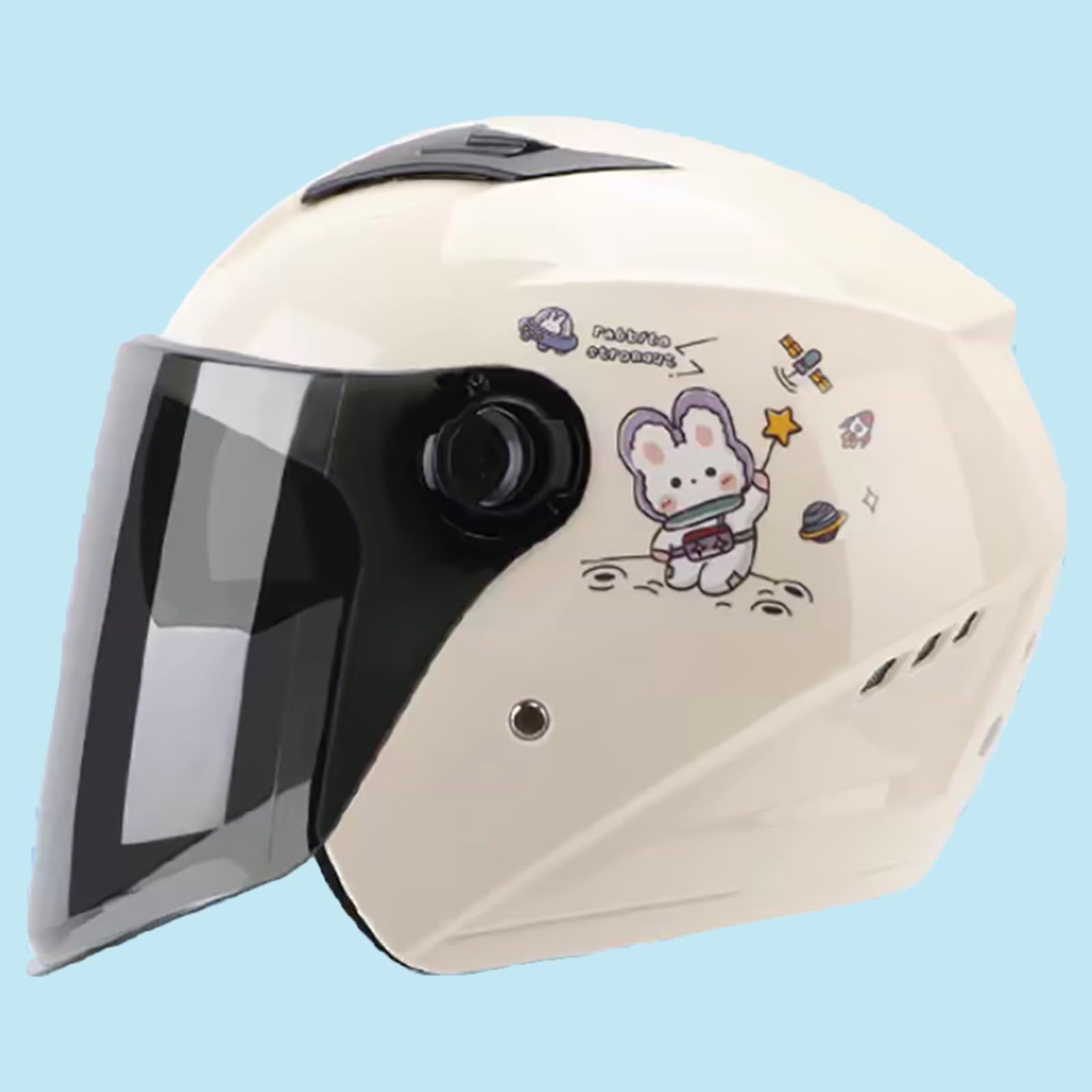 Retro 3/4 Motorradhelm Für Erwachsene Männer Und Frauen, Universell Für Alle Jahreszeiten, Leichter Motorradhelm Mit Doppelvisier, Offener Motorradhelm, DOT/ECE-Zertifiziert E,54-60cm von GJCKOPIUFA