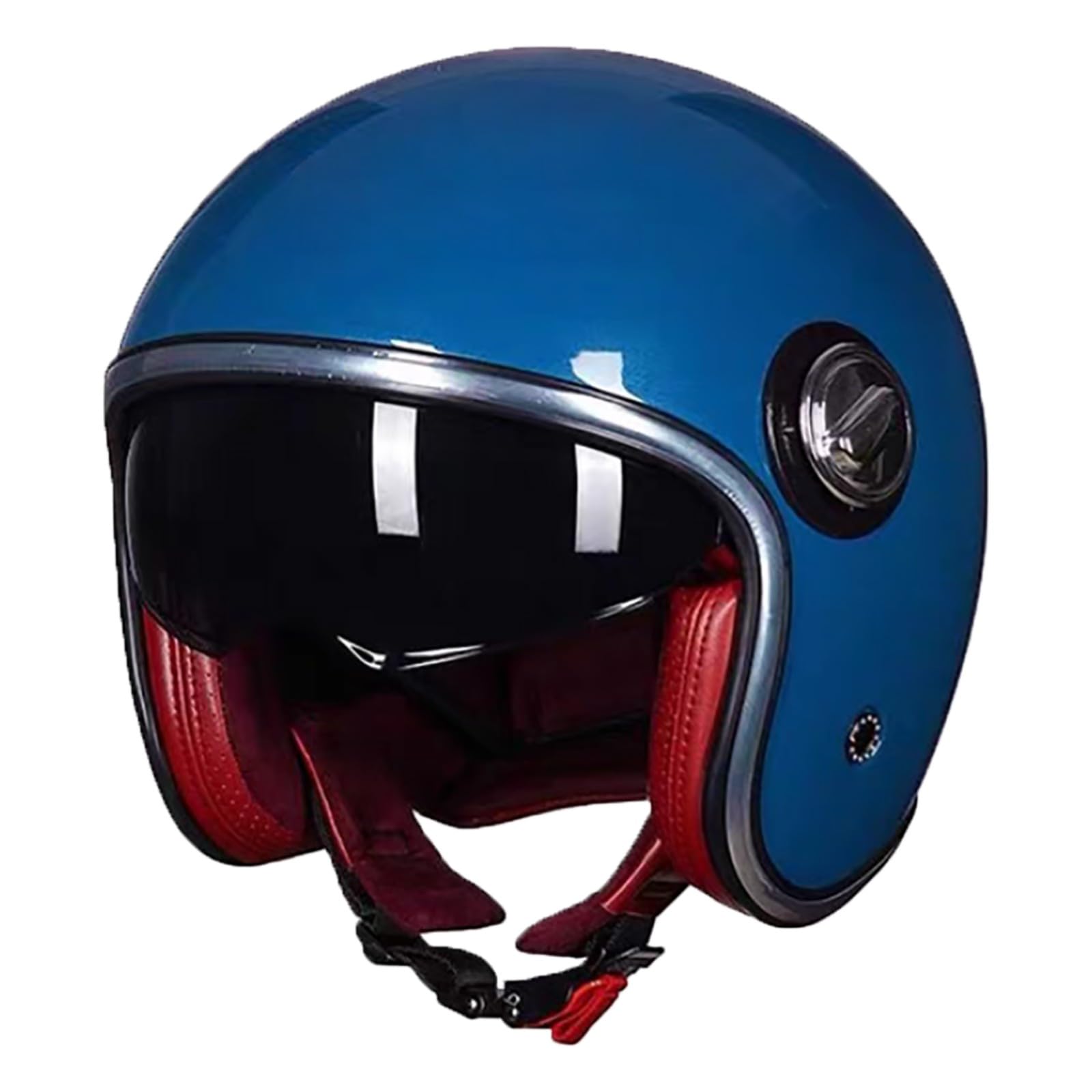 Retro 3/4 Offener Motorradhelm, DOT/ECE-Zertifizierter Halbhelm Mit Doppelvisier Und Schnellverschluss-Kinnriemen, Geeignet Für Männer Und Frauen Leichter Motorradhelm B,M/{57~58cm} von GJCKOPIUFA