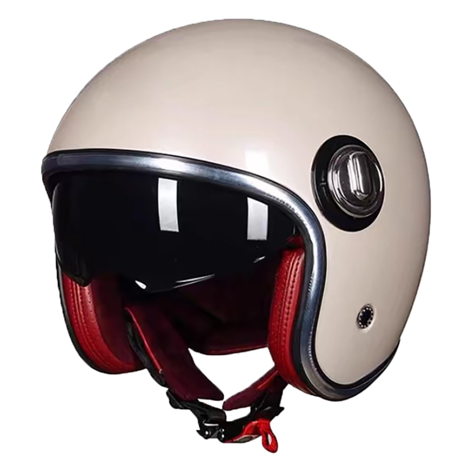 Retro 3/4 Offener Motorradhelm, DOT/ECE-Zertifizierter Halbhelm Mit Doppelvisier Und Schnellverschluss-Kinnriemen, Geeignet Für Männer Und Frauen Leichter Motorradhelm C,L/{59~60cm} von GJCKOPIUFA