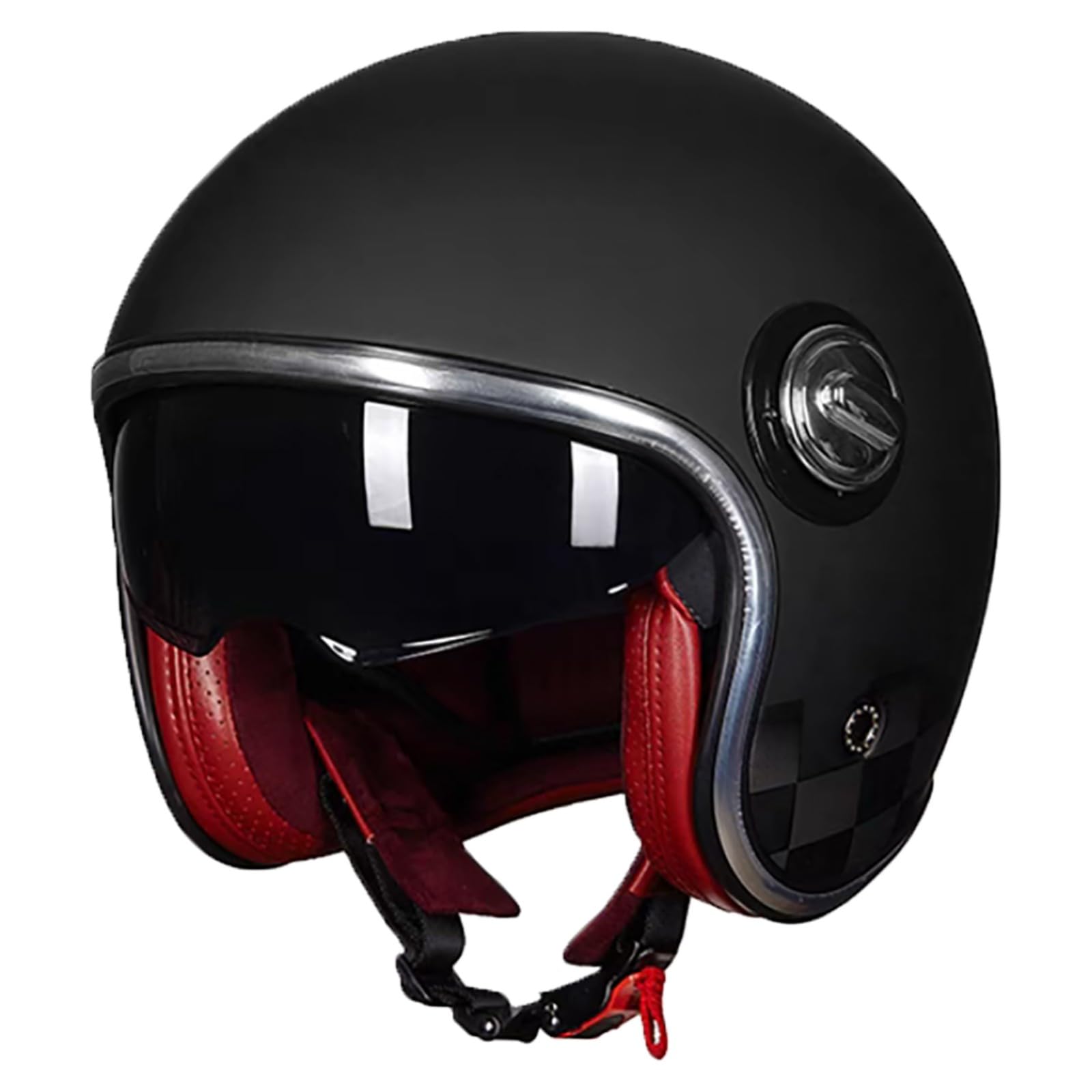 Retro 3/4 Offener Motorradhelm, DOT/ECE-Zertifizierter Halbhelm Mit Doppelvisier Und Schnellverschluss-Kinnriemen, Geeignet Für Männer Und Frauen Leichter Motorradhelm D,L/{59~60cm} von GJCKOPIUFA