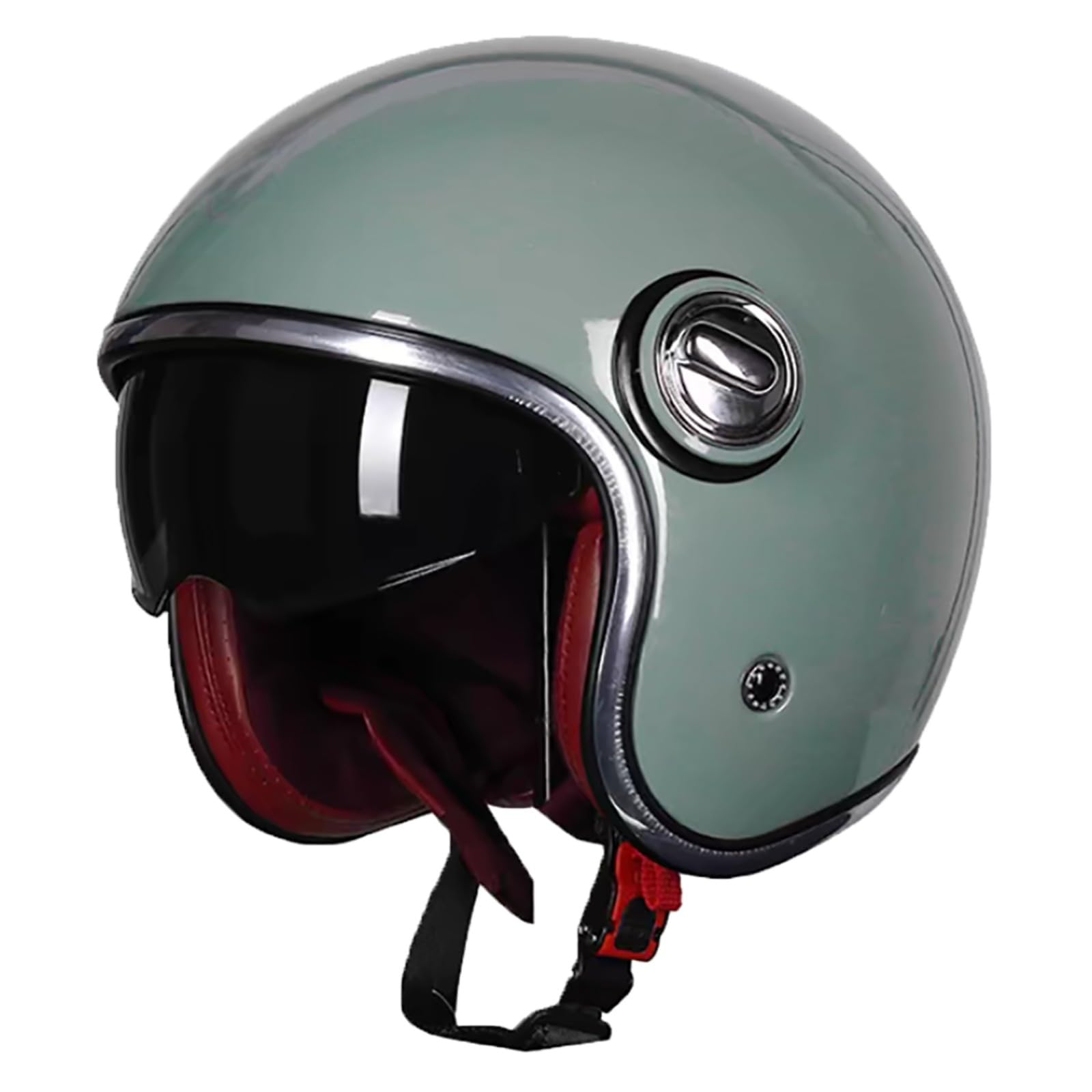 Retro 3/4 Offener Motorradhelm, DOT/ECE-Zertifizierter Halbhelm Mit Doppelvisier Und Schnellverschluss-Kinnriemen, Geeignet Für Männer Und Frauen Leichter Motorradhelm E,XL/{61~62cm} von GJCKOPIUFA