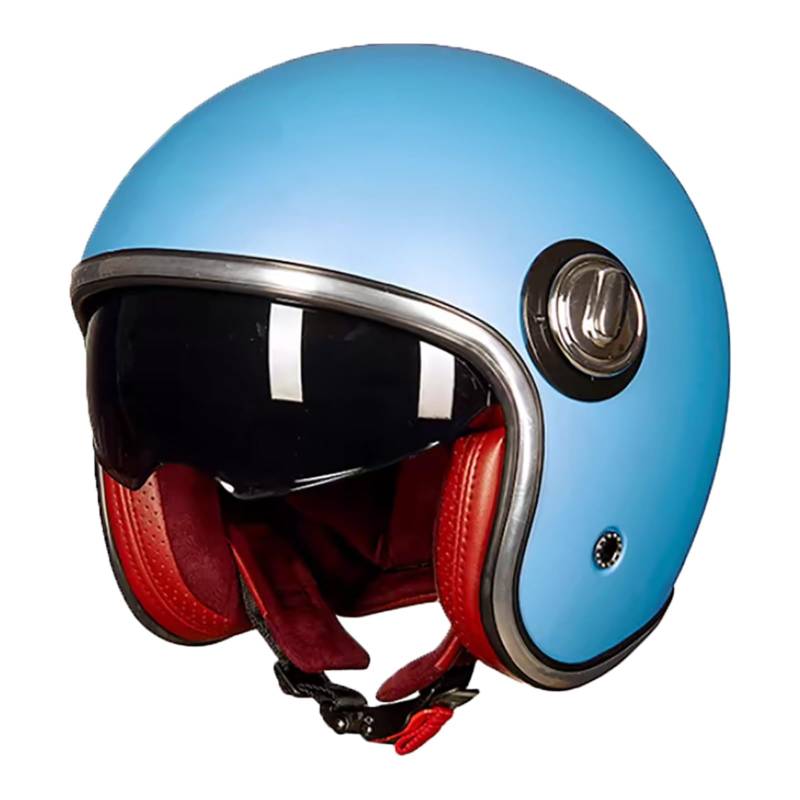 Retro 3/4 Offener Motorradhelm, DOT/ECE-Zertifizierter Halbhelm Mit Doppelvisier Und Schnellverschluss-Kinnriemen, Geeignet Für Männer Und Frauen Leichter Motorradhelm F,M/{57~58cm} von GJCKOPIUFA