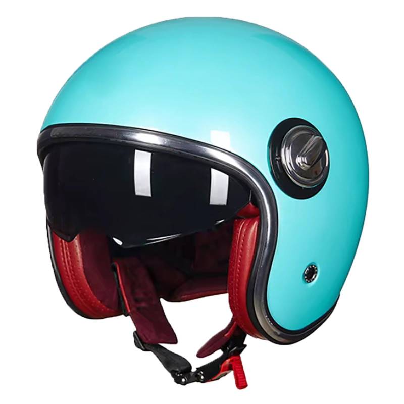 Retro 3/4 Offener Motorradhelm, DOT/ECE-Zertifizierter Halbhelm Mit Doppelvisier Und Schnellverschluss-Kinnriemen, Geeignet Für Männer Und Frauen Leichter Motorradhelm G,L/{59~60cm} von GJCKOPIUFA