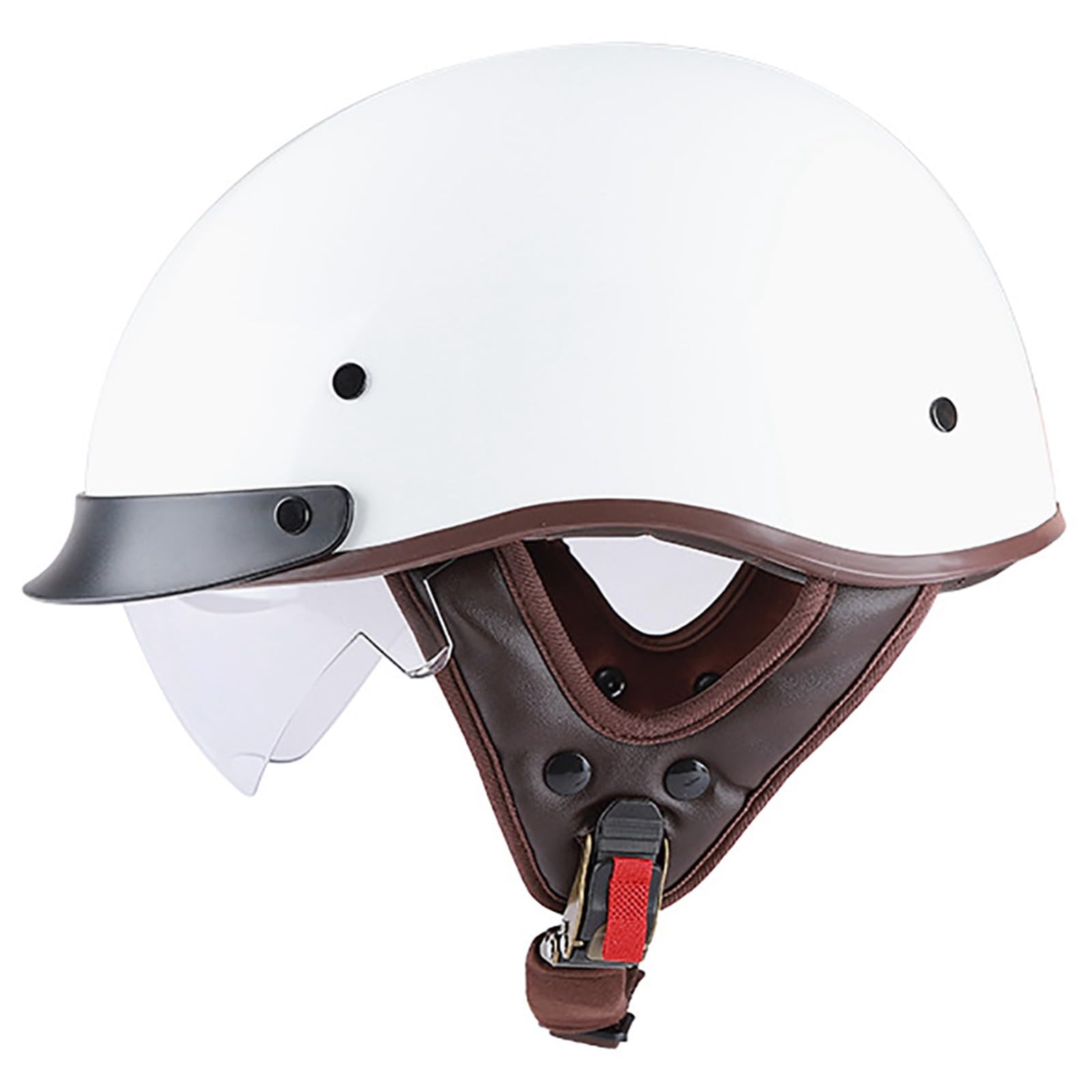 Retro-Motorradhelm, DOT/ECE-Zertifizierter Offener Motorradhelm Mit Visier Und Kinnriemen Mit Schnellverschluss, Cruise-Motorradhelm Für Erwachsene Männer Und Frauen C,M/{57~58cm} von GJCKOPIUFA