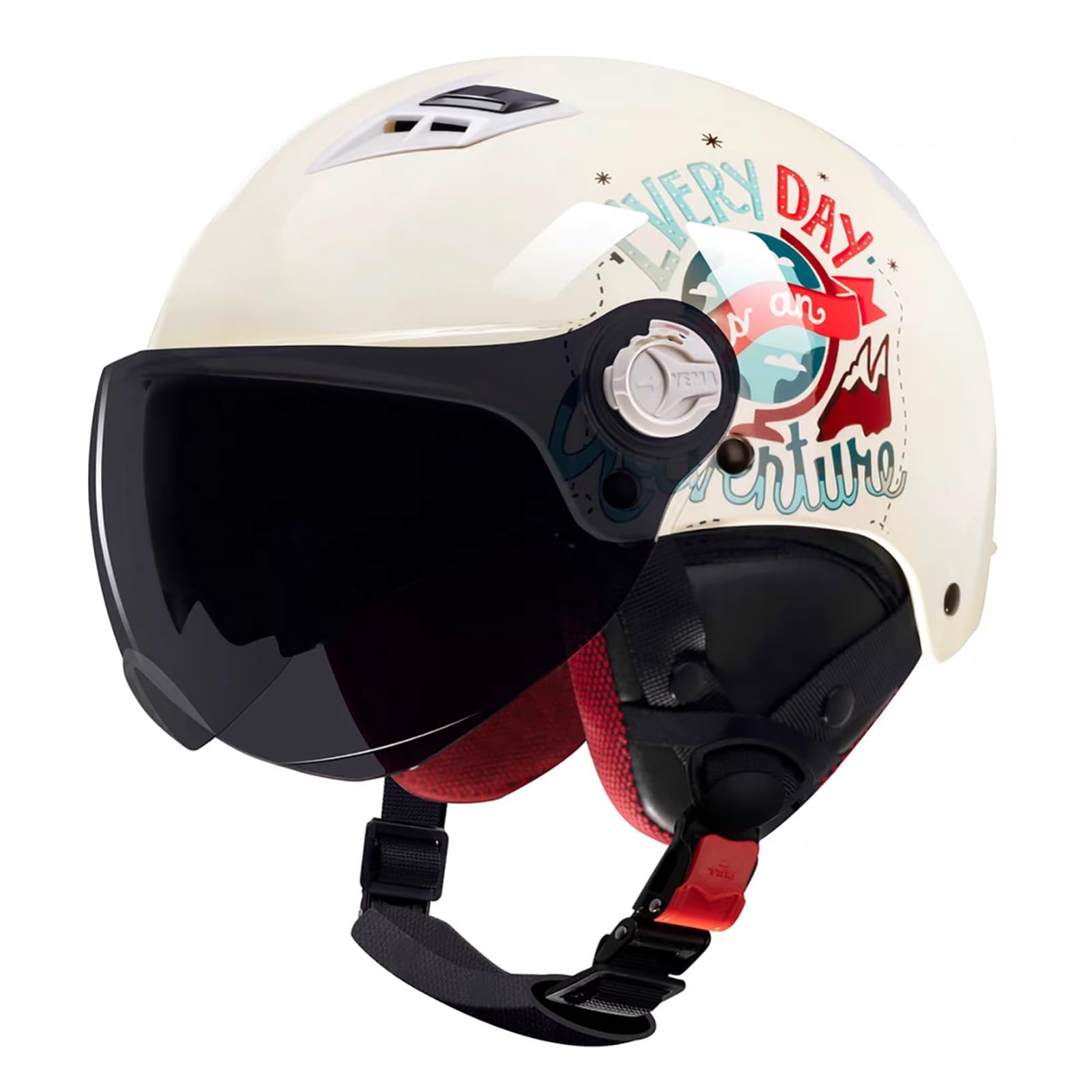 Vier-Jahreszeiten-Universal-Motorradhelm, DOT/ECE-Zertifizierter Leichter Motorradhelm, Atmungsaktiver Motorradhelm Mit Doppelvisier, Geeignet Für Leichte Motorradhelme C,54-60cm von GJCKOPIUFA