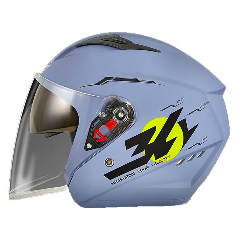 Vintage Open Face Halbgesichts-Motorradhelm, DOT-Geprüfter 3/4-Jethelm, Motorrad-Scooter-Mopedhelm Mit Sonnenblende Für Erwachsene Männer Frauen B,58-62cm von GJCKOPIUFA