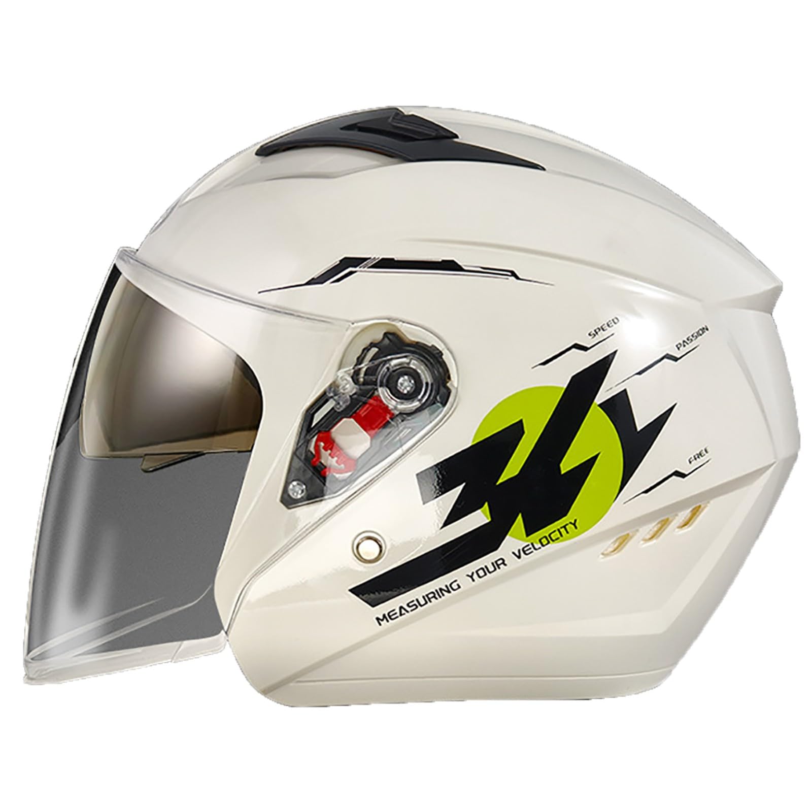 Vintage Open Face Halbgesichts-Motorradhelm, DOT-Geprüfter 3/4-Jethelm, Motorrad-Scooter-Mopedhelm Mit Sonnenblende Für Erwachsene Männer Frauen C,58-62cm von GJCKOPIUFA