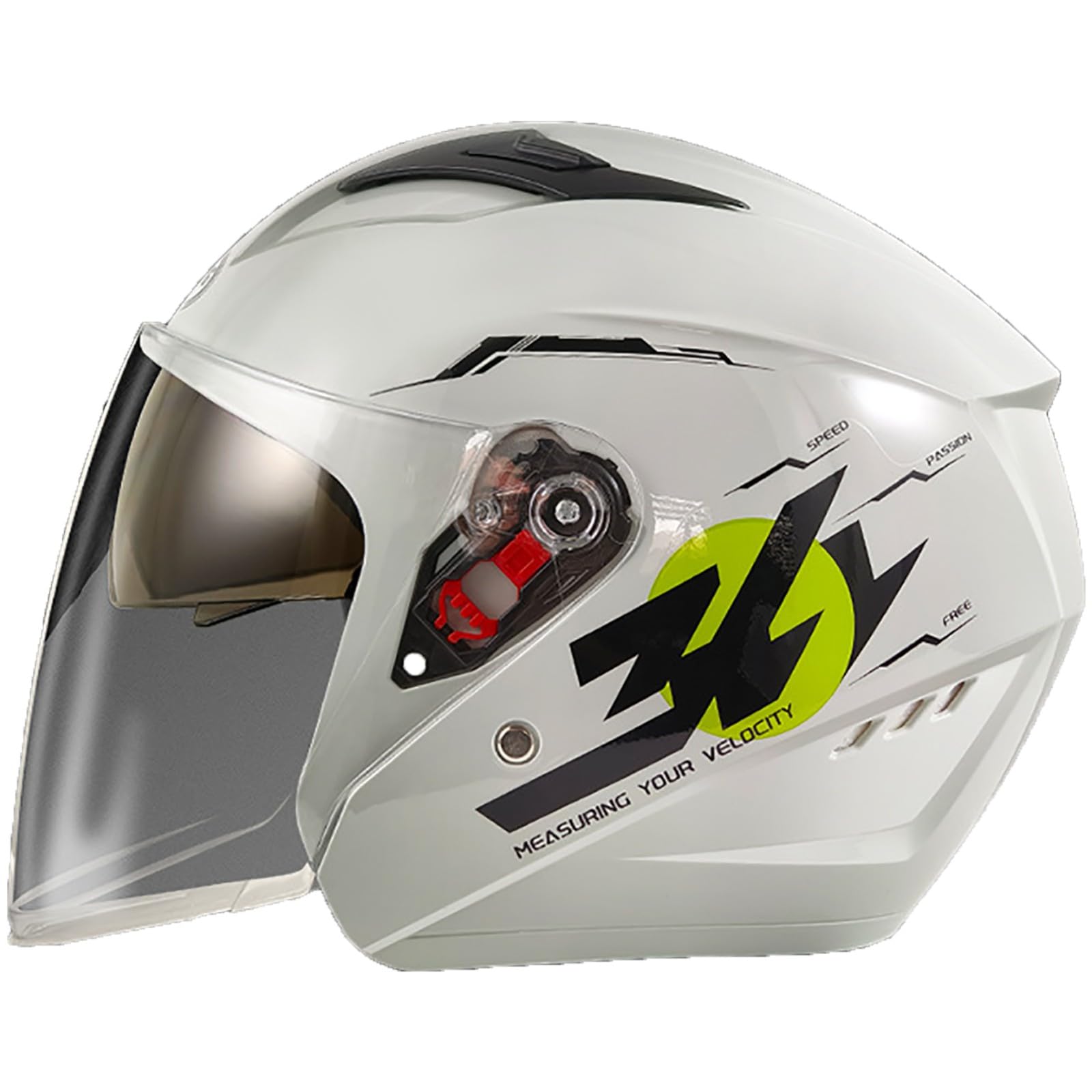 Vintage Open Face Halbgesichts-Motorradhelm, DOT-Geprüfter 3/4-Jethelm, Motorrad-Scooter-Mopedhelm Mit Sonnenblende Für Erwachsene Männer Frauen E,58-62cm von GJCKOPIUFA